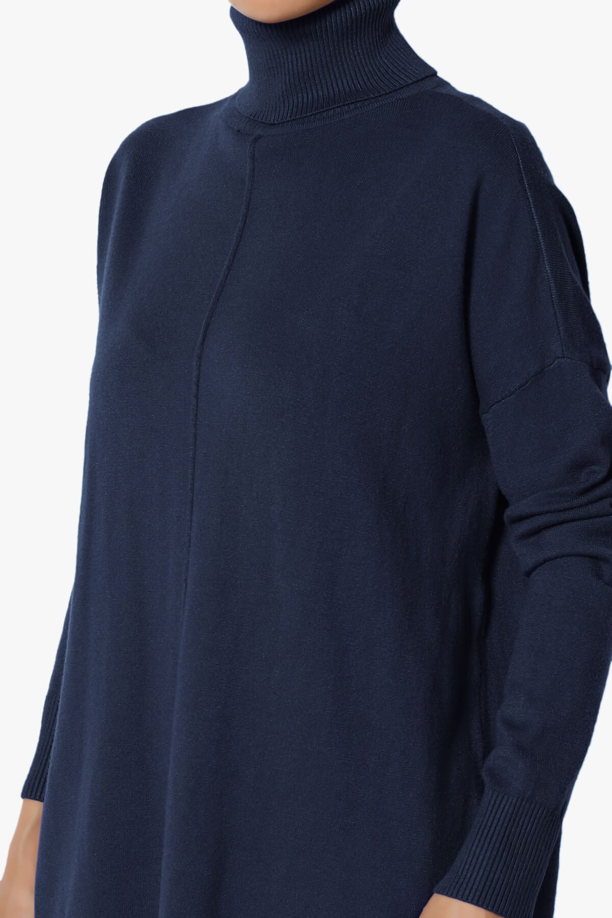 Henley Turtle Neck Knit Sweater NAVY_5