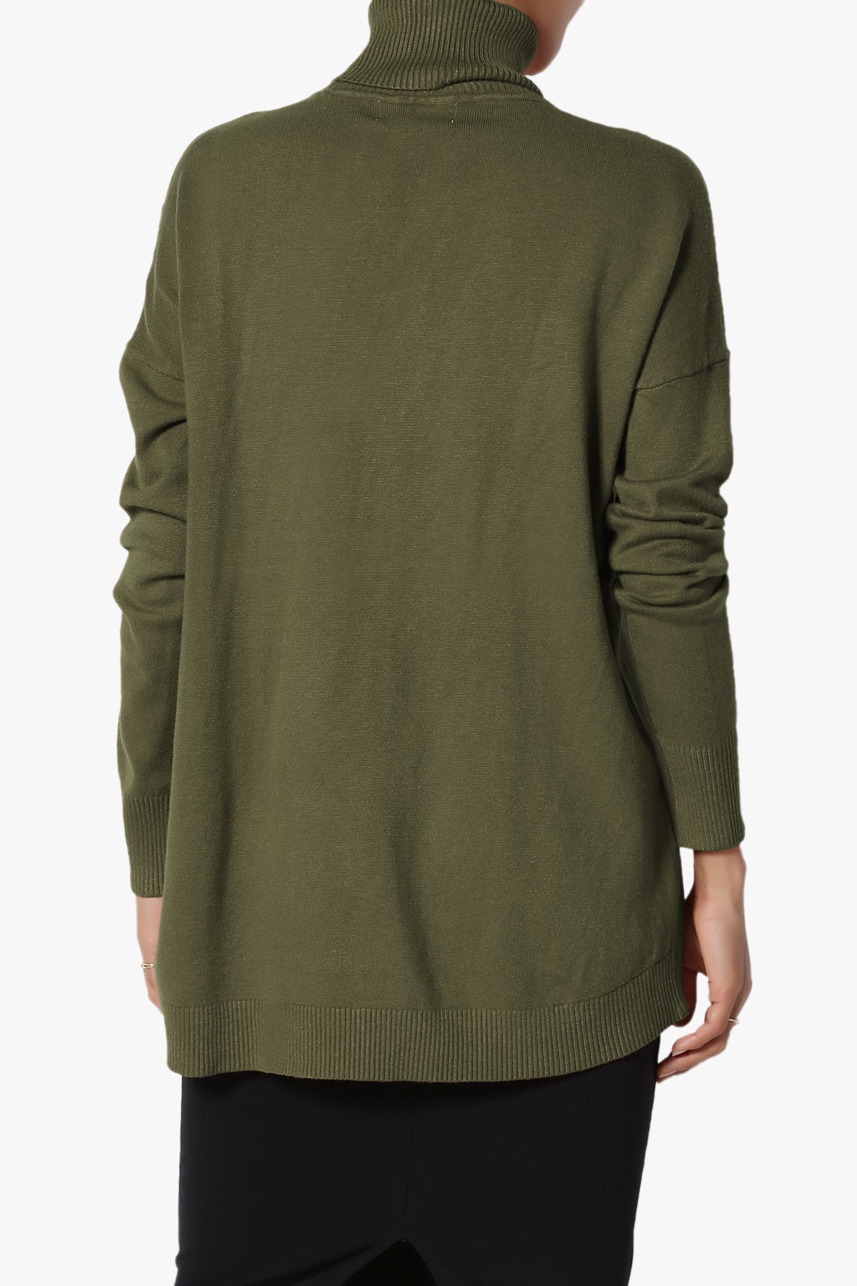 Henley Turtle Neck Knit Sweater OLIVE_2