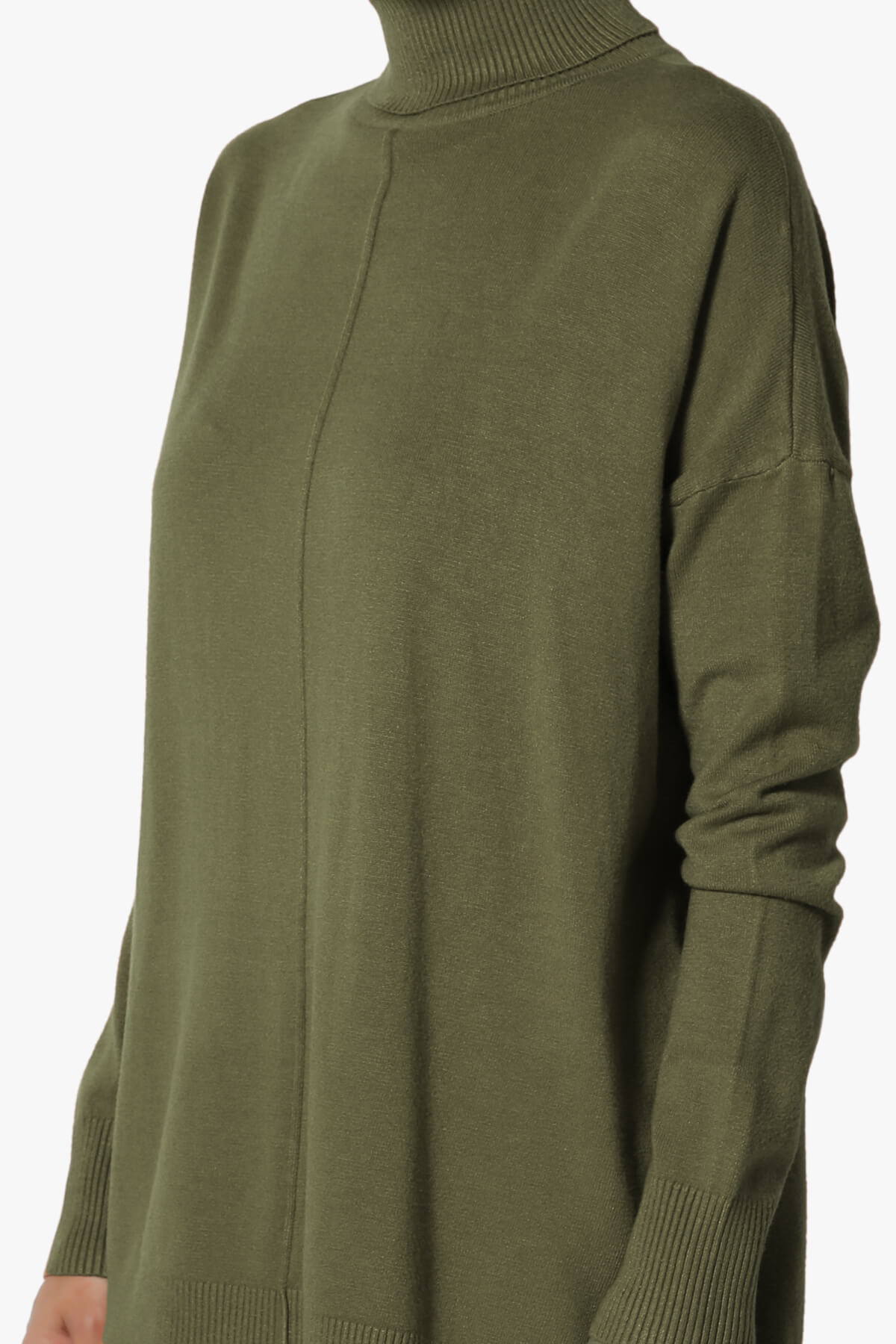 Henley Turtle Neck Knit Sweater OLIVE_5