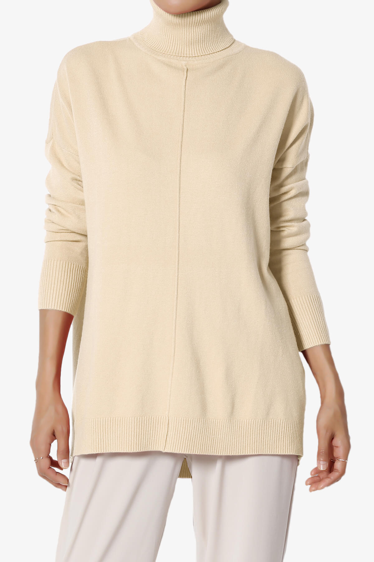 Henley Turtle Neck Knit Sweater TAUPE_1