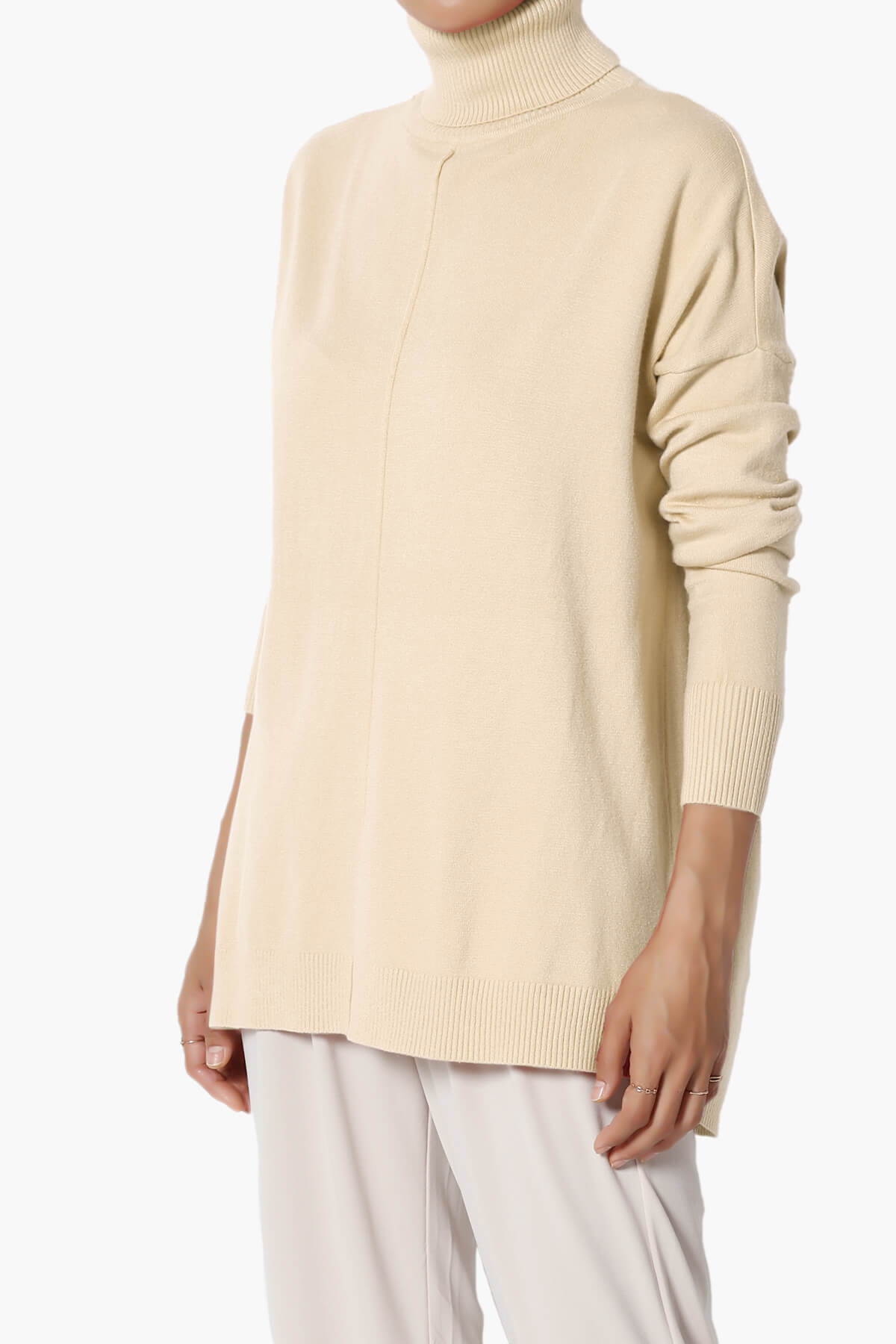 Henley Turtle Neck Knit Sweater TAUPE_3