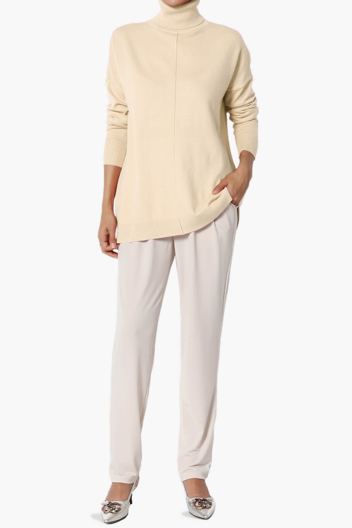 Henley Turtle Neck Knit Sweater TAUPE_6