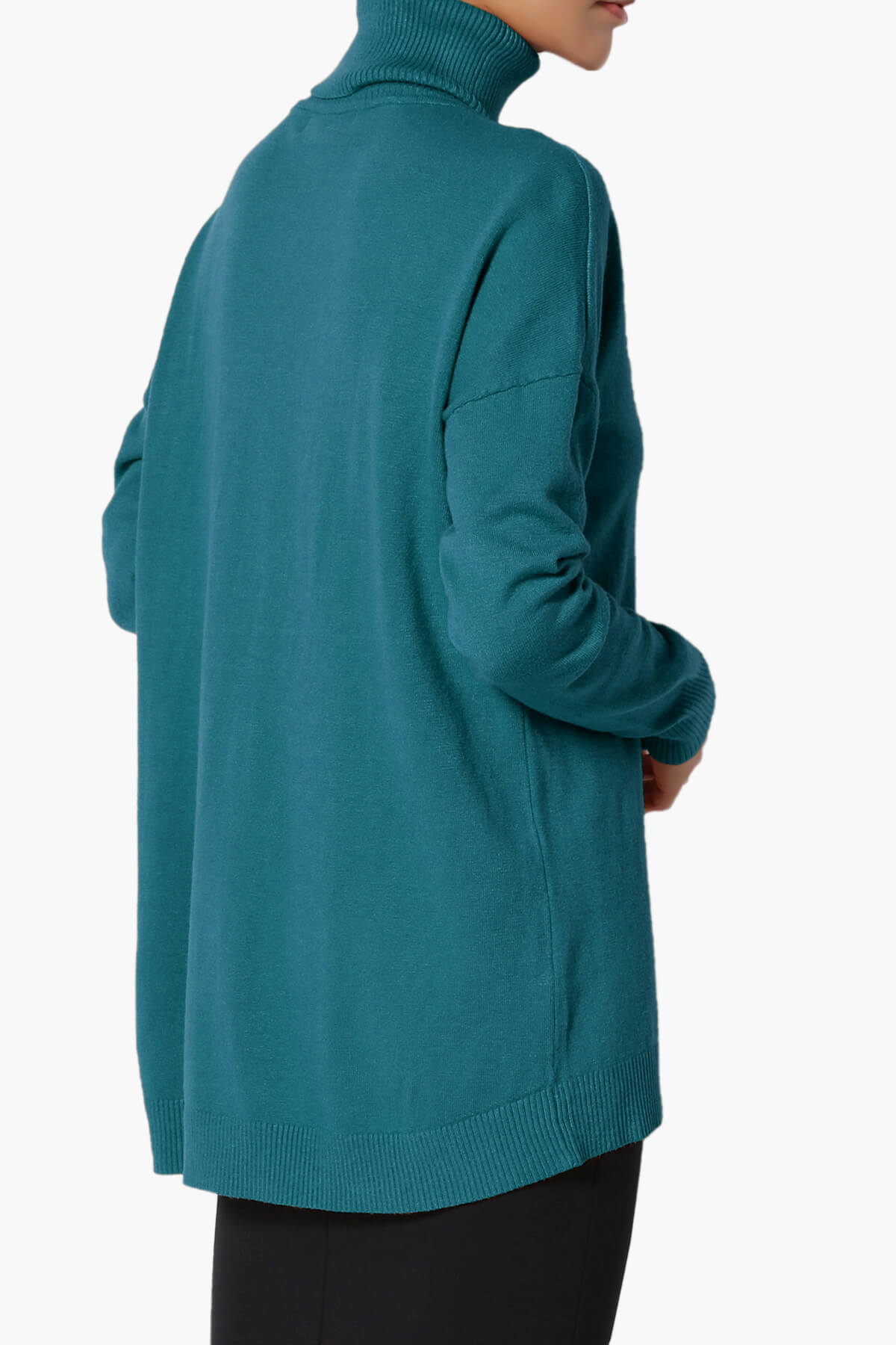 Henley Turtle Neck Knit Sweater TEAL_4