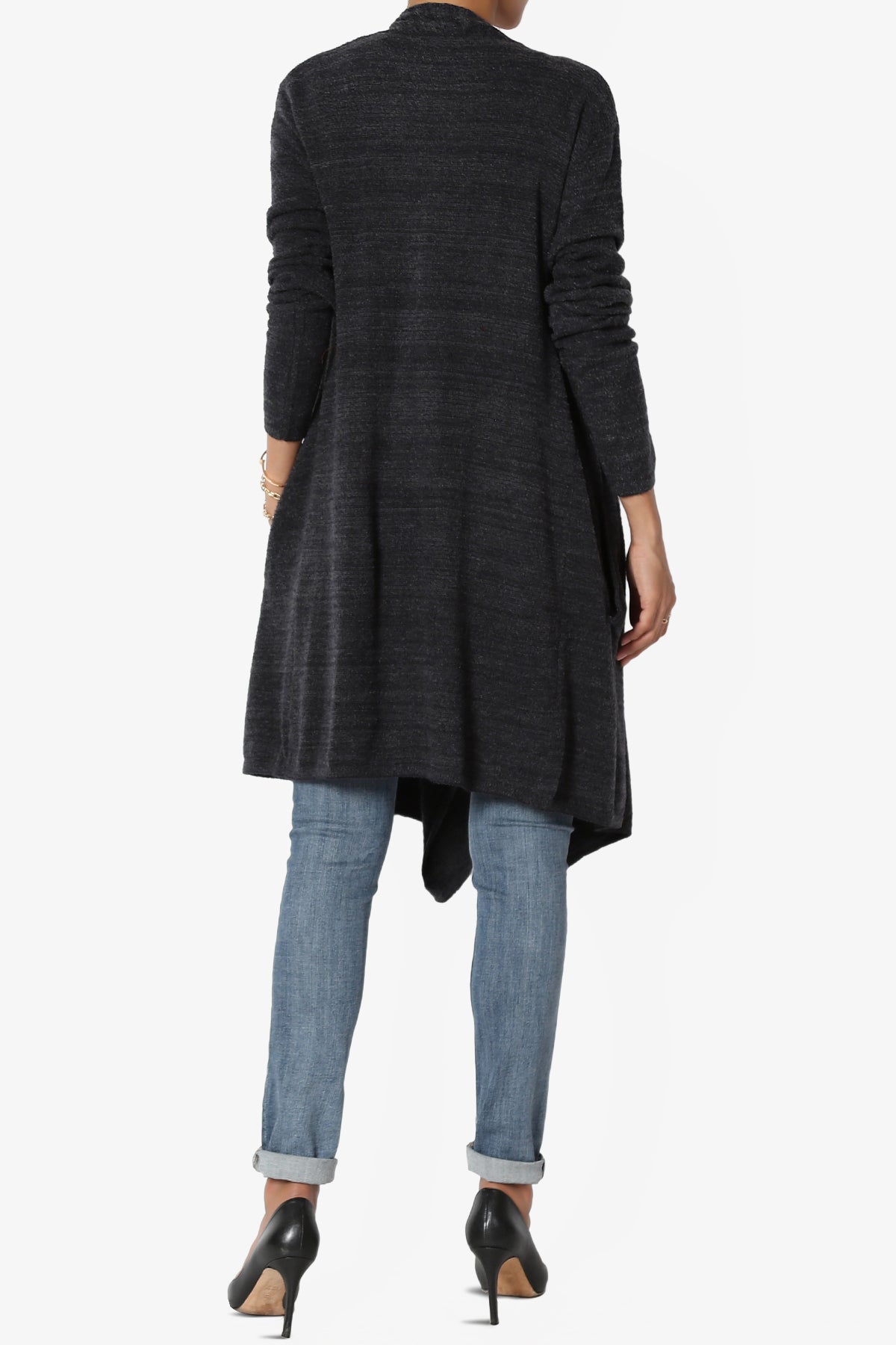 Tish Waterfall Longline Knit Cardigan CHARCOAL_2