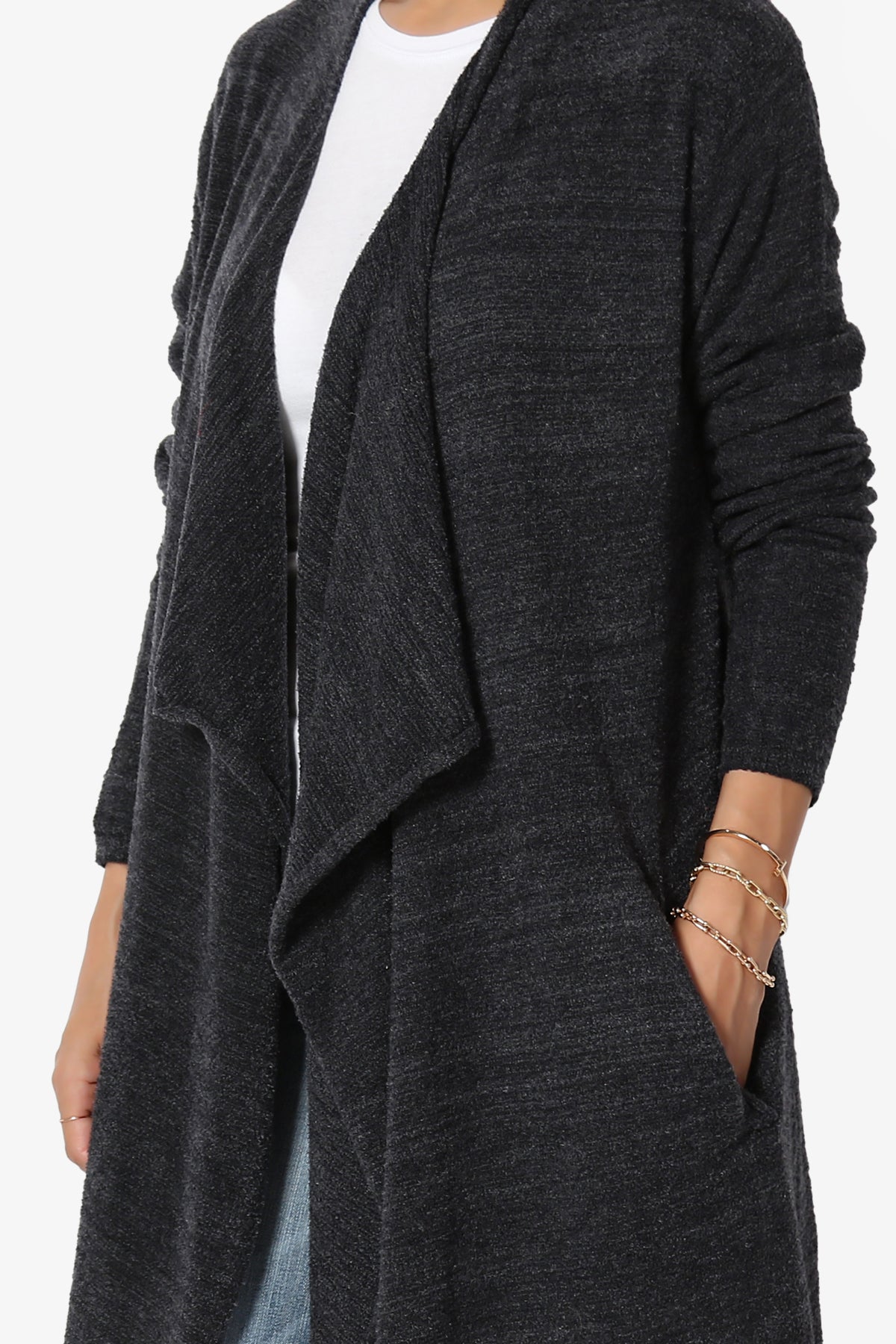 Tish Waterfall Longline Knit Cardigan CHARCOAL_5
