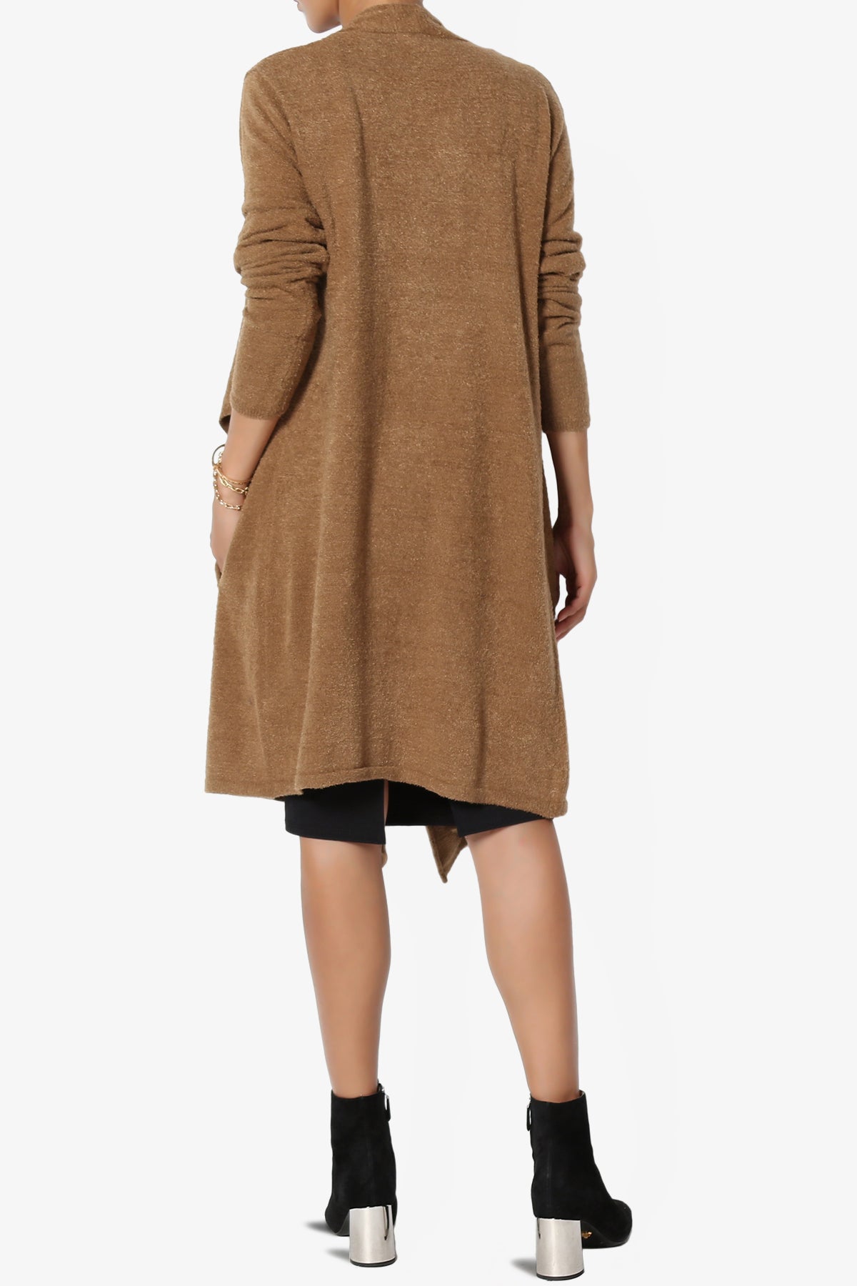 Tish Waterfall Longline Knit Cardigan DARK CAMEL_2
