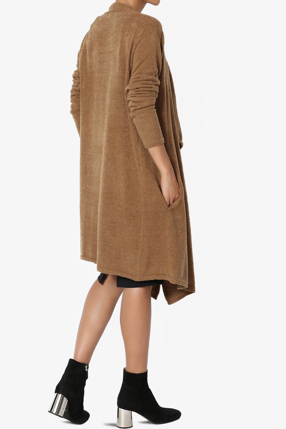 Tish Waterfall Longline Knit Cardigan DARK CAMEL_4