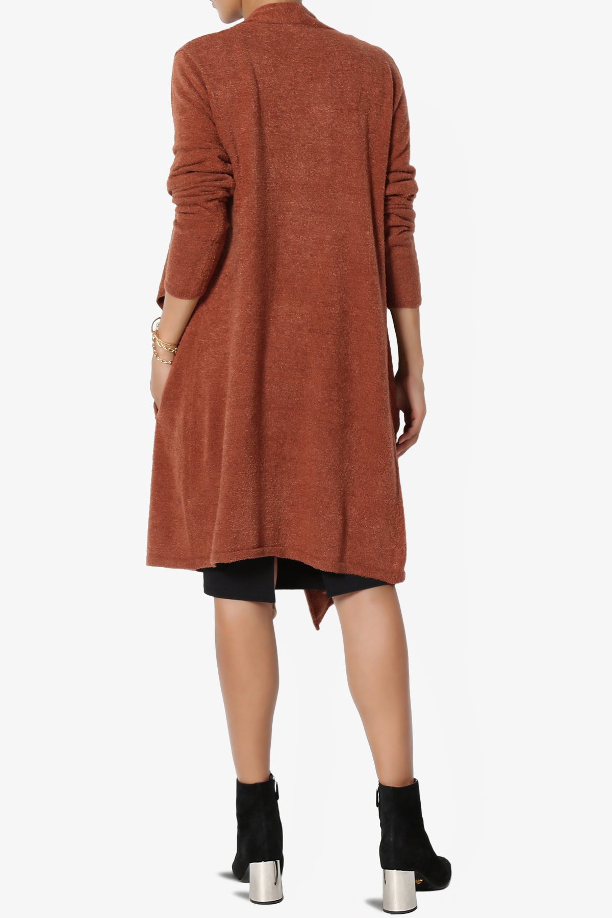 Tish Waterfall Longline Knit Cardigan DARK RUST_2