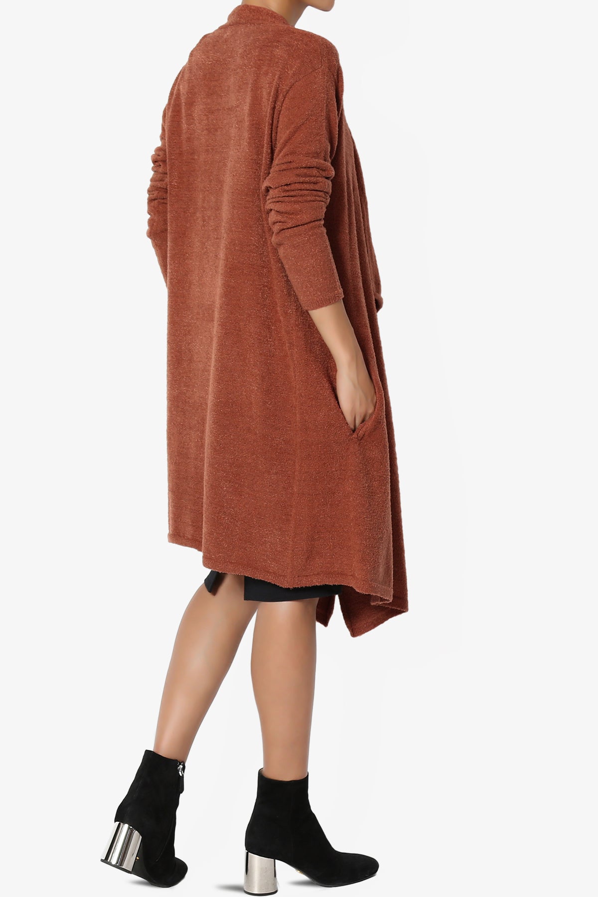 Tish Waterfall Longline Knit Cardigan DARK RUST_4