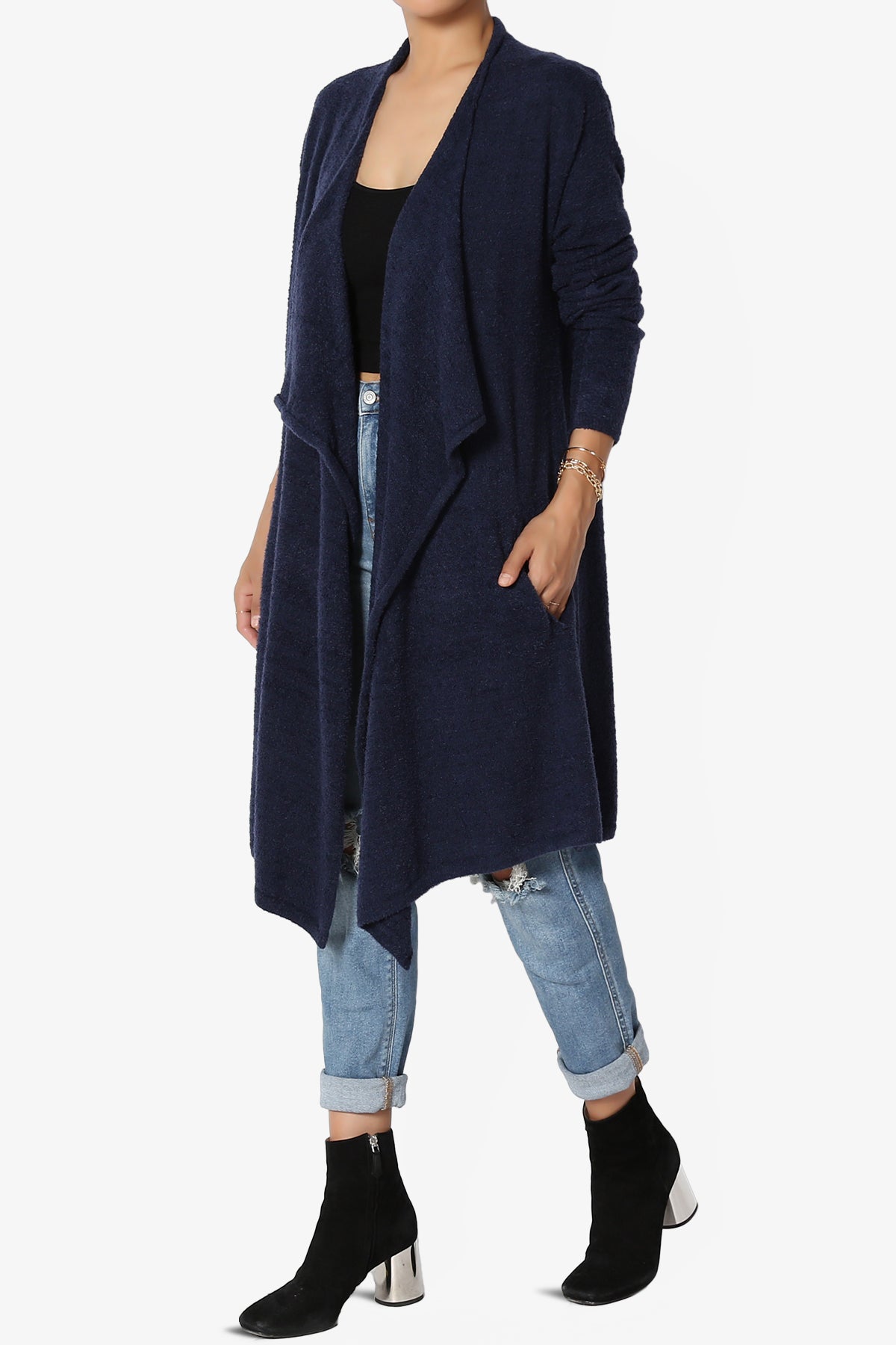 Tish Waterfall Longline Knit Cardigan NAVY_3