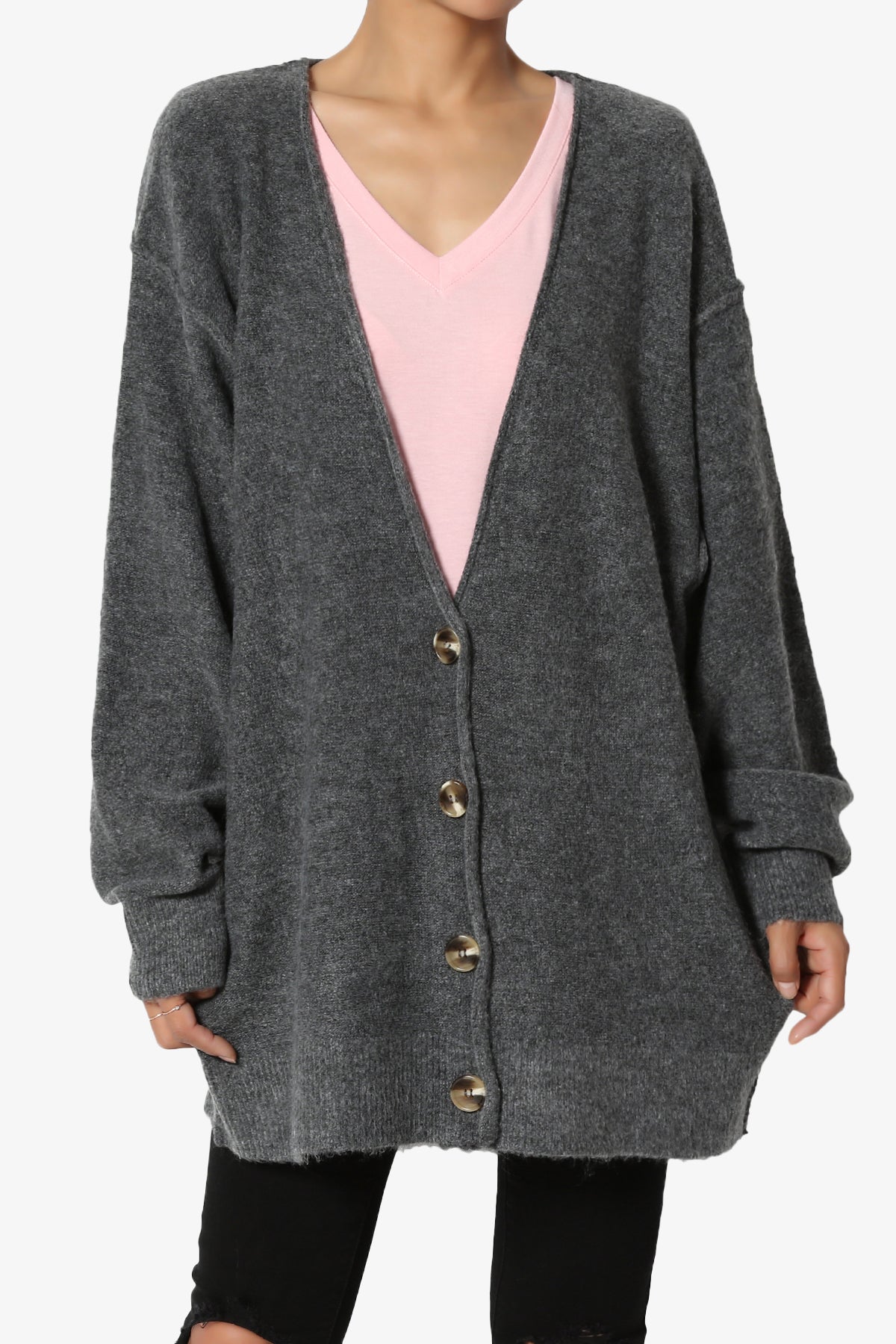 Taryn Loose Melange Knit Cardigan PLUS
