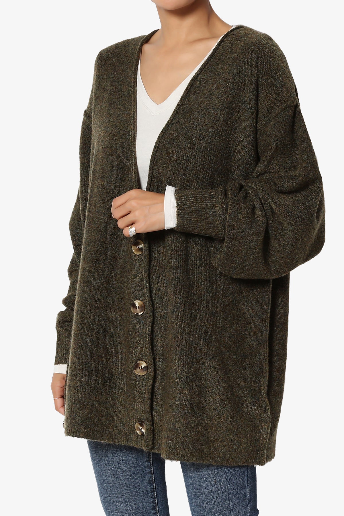 Taryn Loose Melange Knit Cardigan PLUS