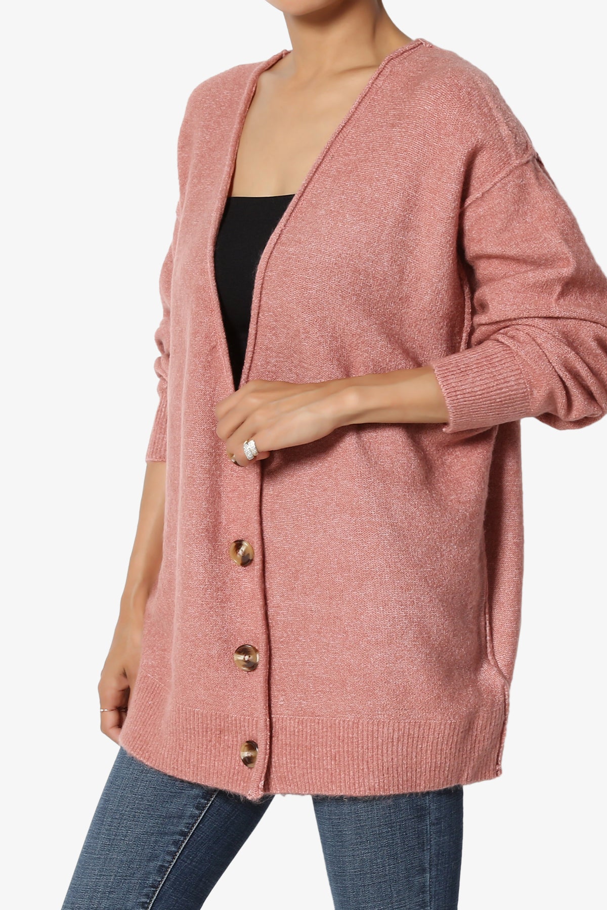 Taryn Loose Melange Knit Cardigan PLUS