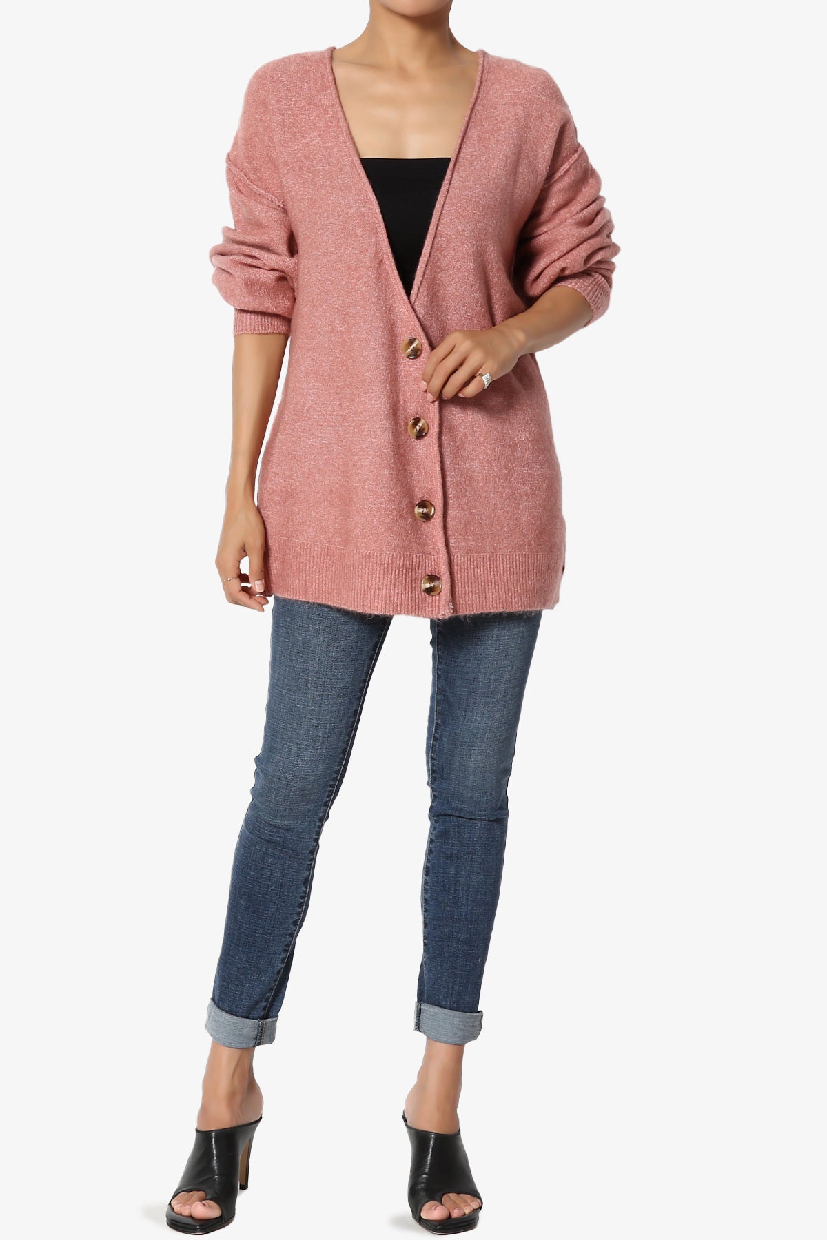 Taryn Loose Melange Knit Cardigan PLUS