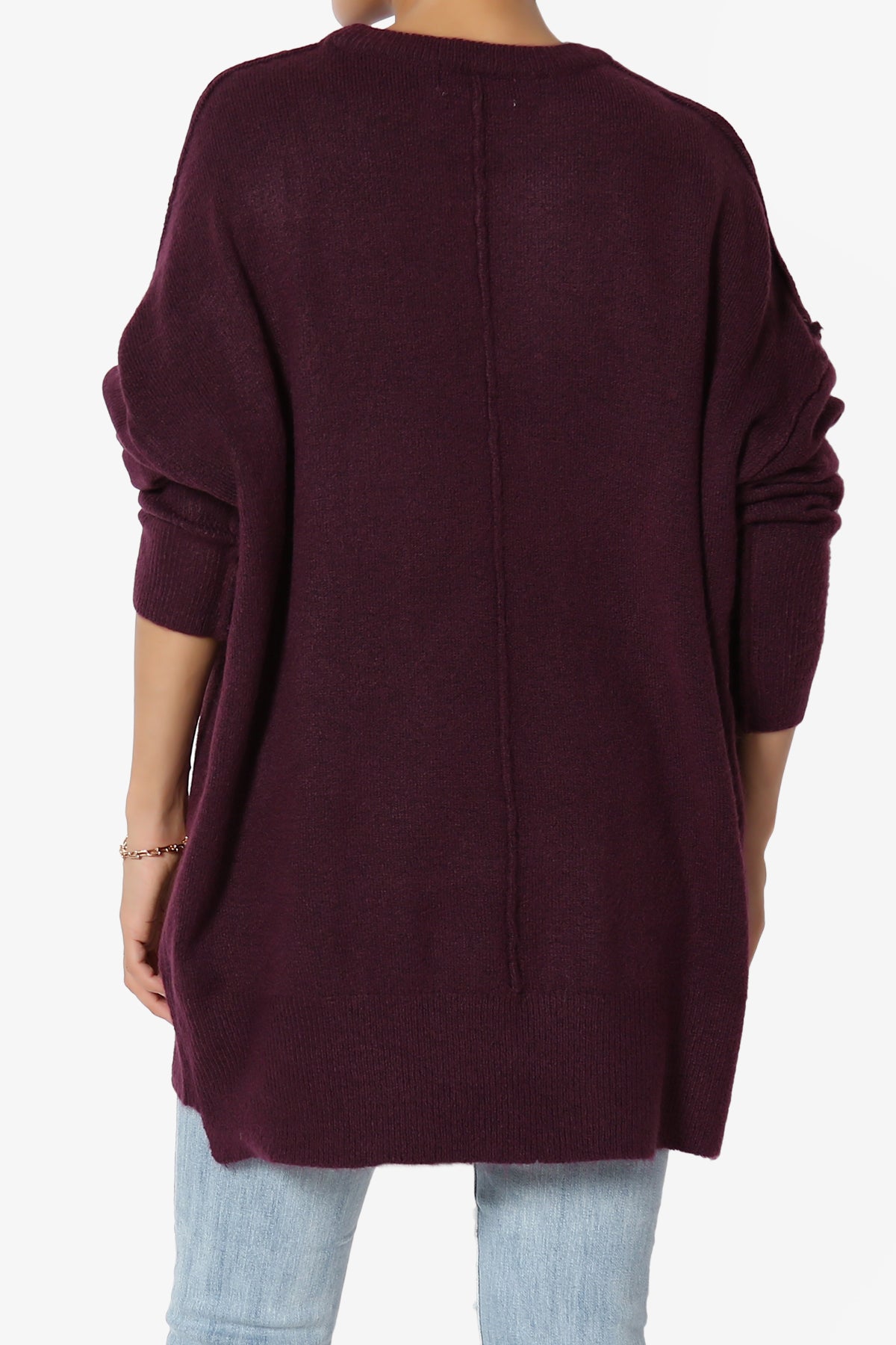 Taryn Loose Melange Knit Sweater DARK PLUM_2