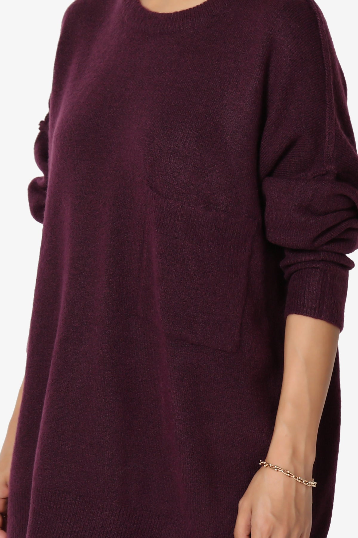 Taryn Loose Melange Knit Sweater DARK PLUM_5