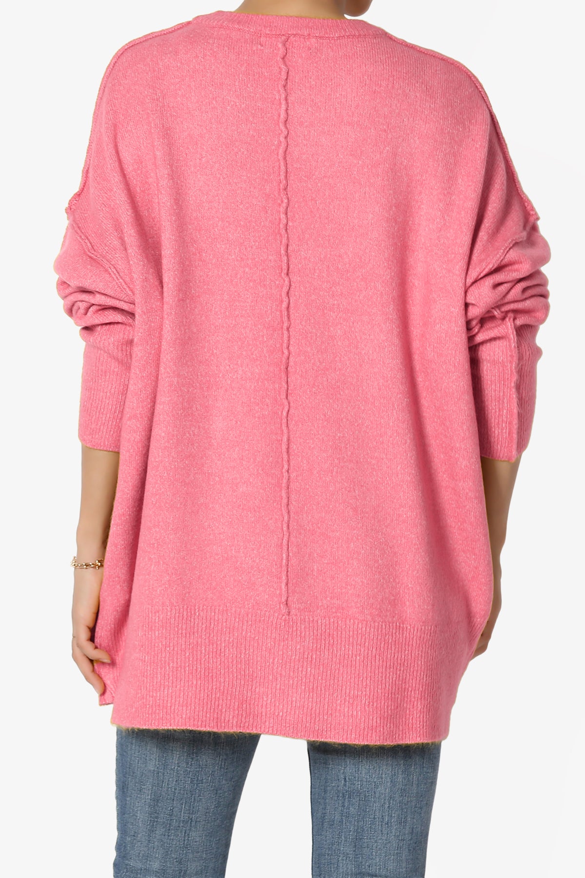 Taryn Loose Melange Knit Sweater DESERT ROSE_2