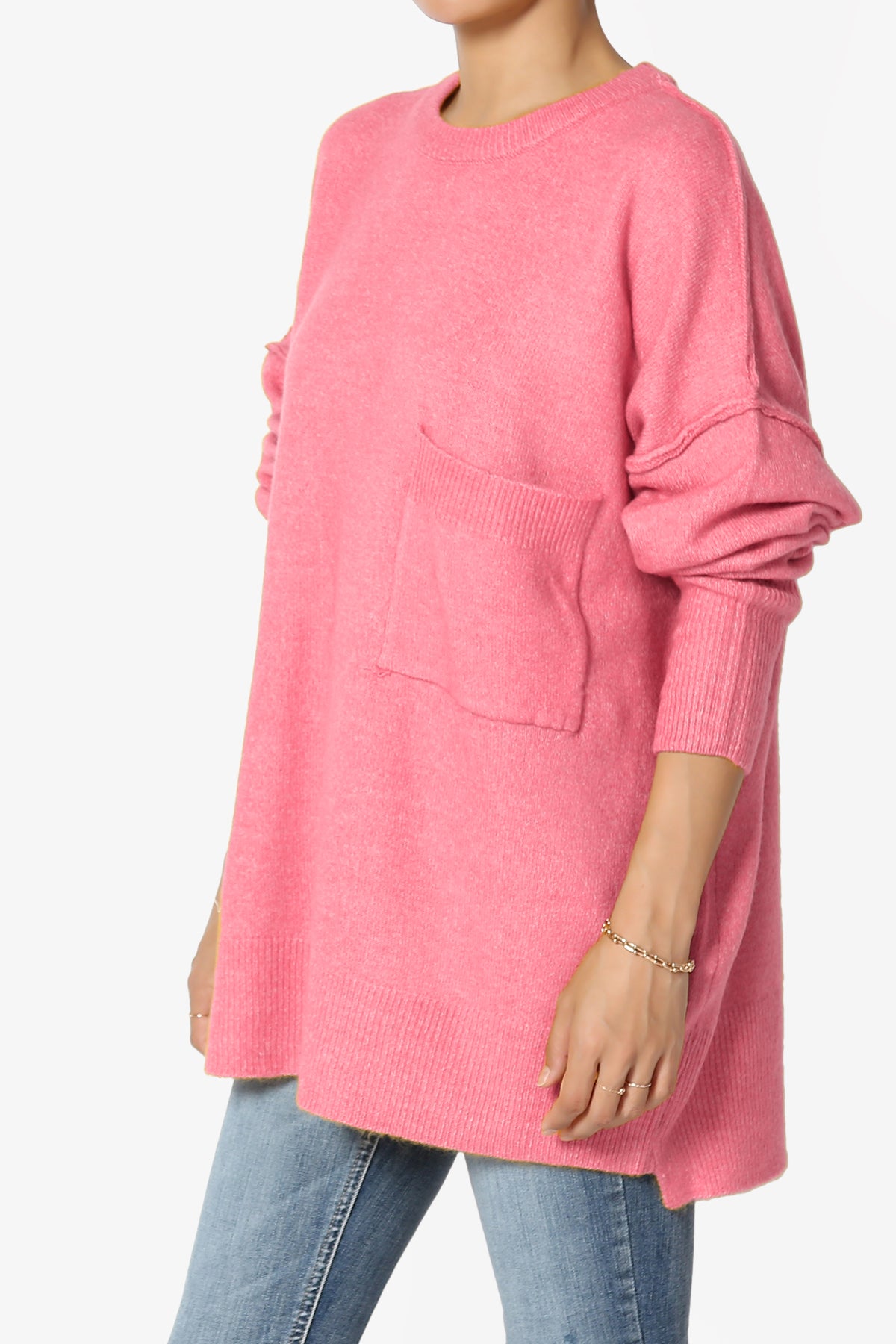 Taryn Loose Melange Knit Sweater DESERT ROSE_3
