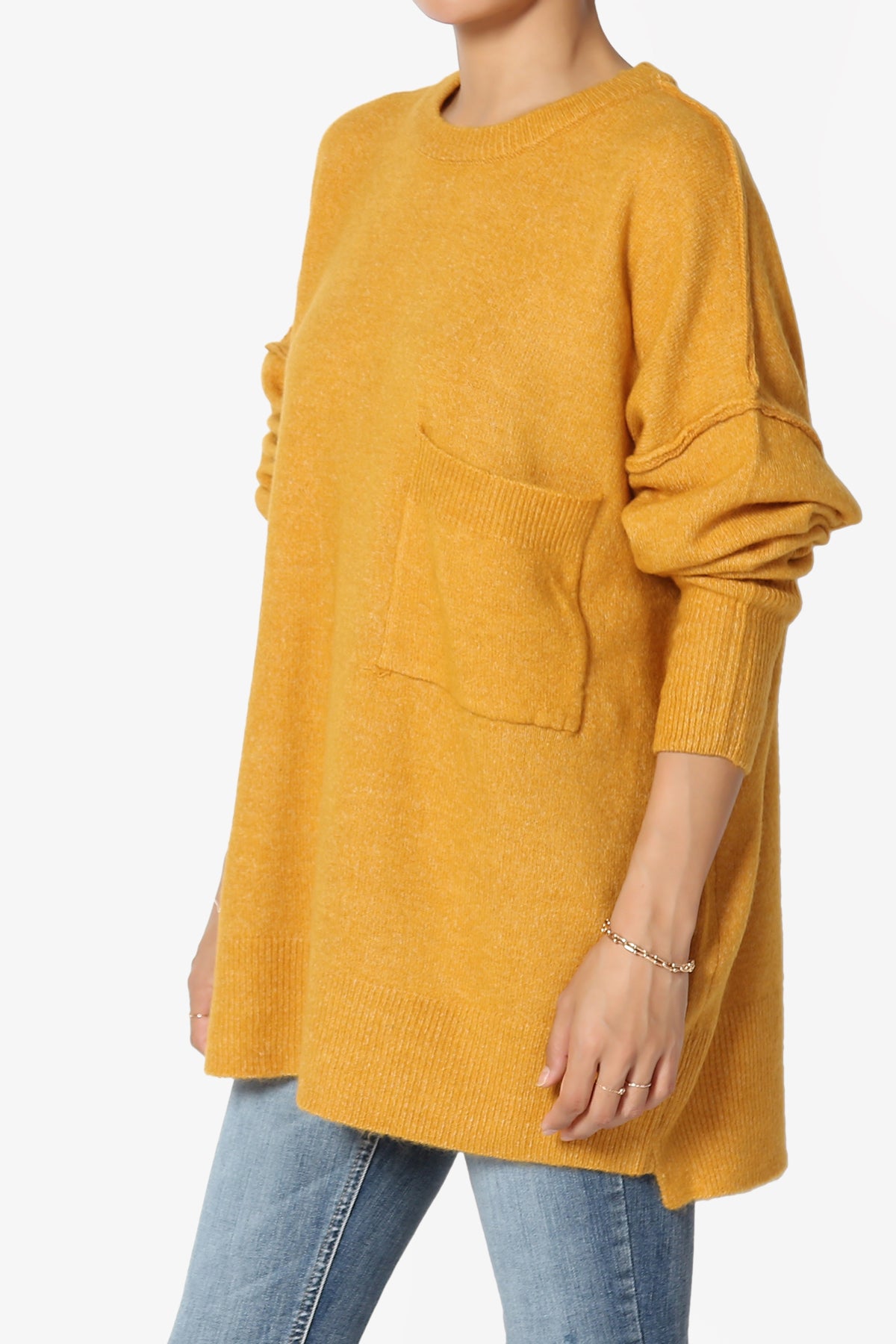 Taryn Loose Melange Knit Sweater GOLDEN MUSTARD_3