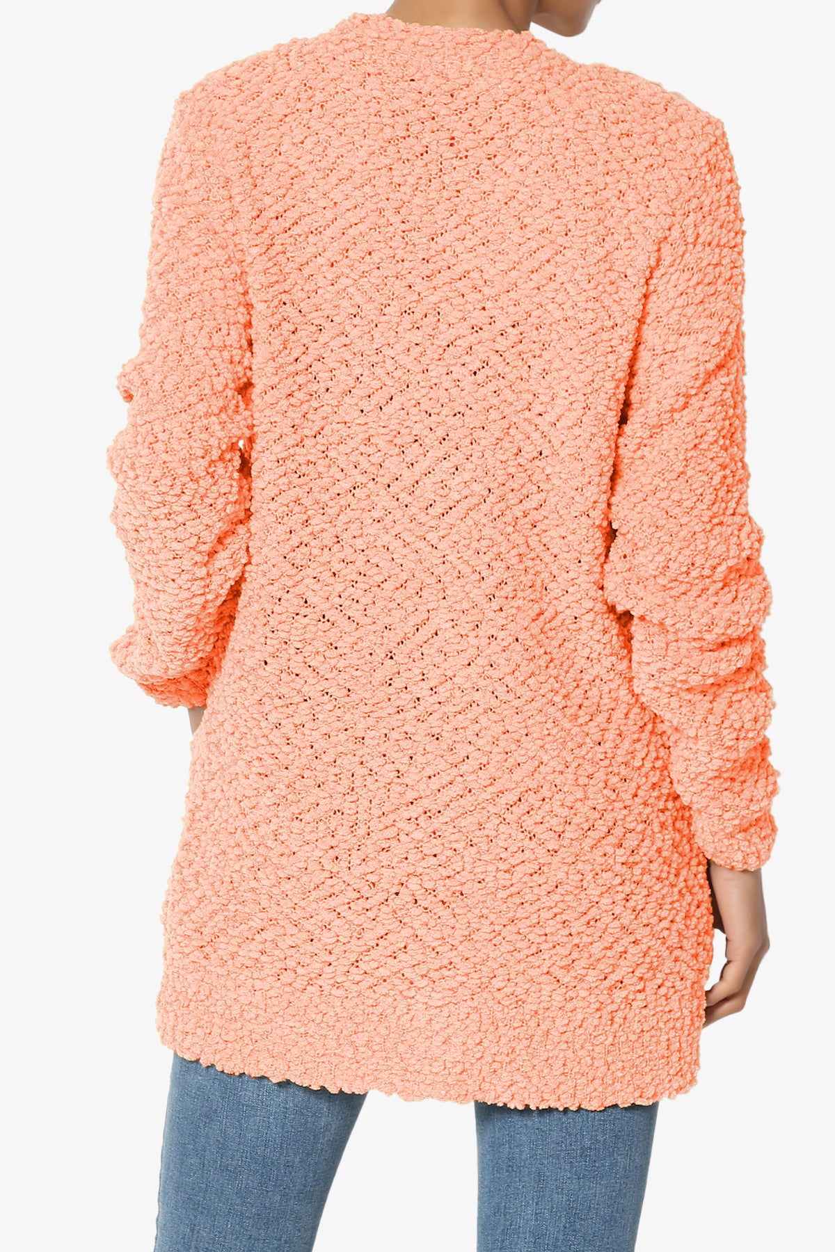 Barry Button Teddy Knit Sweater Cardigan CORAL_2