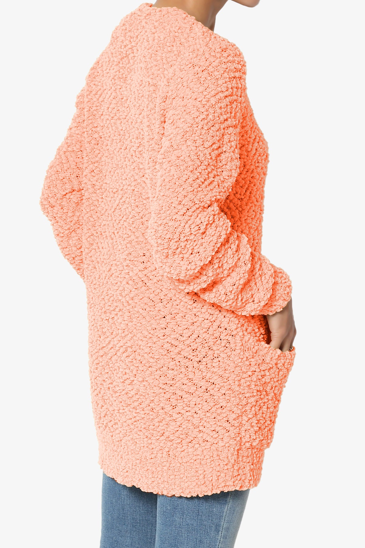 Barry Button Teddy Knit Sweater Cardigan CORAL_4