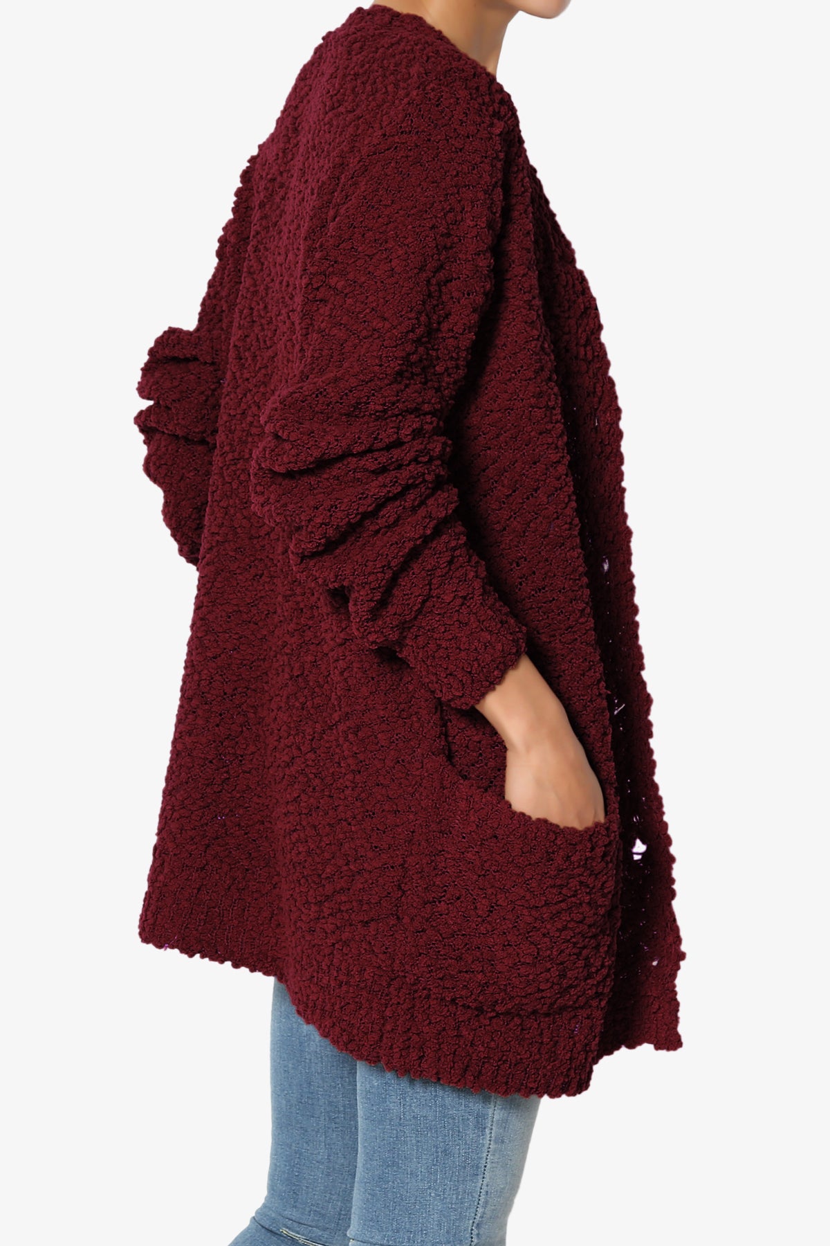 Barry Button Teddy Knit Sweater Cardigan DARK BURGUNDY_4