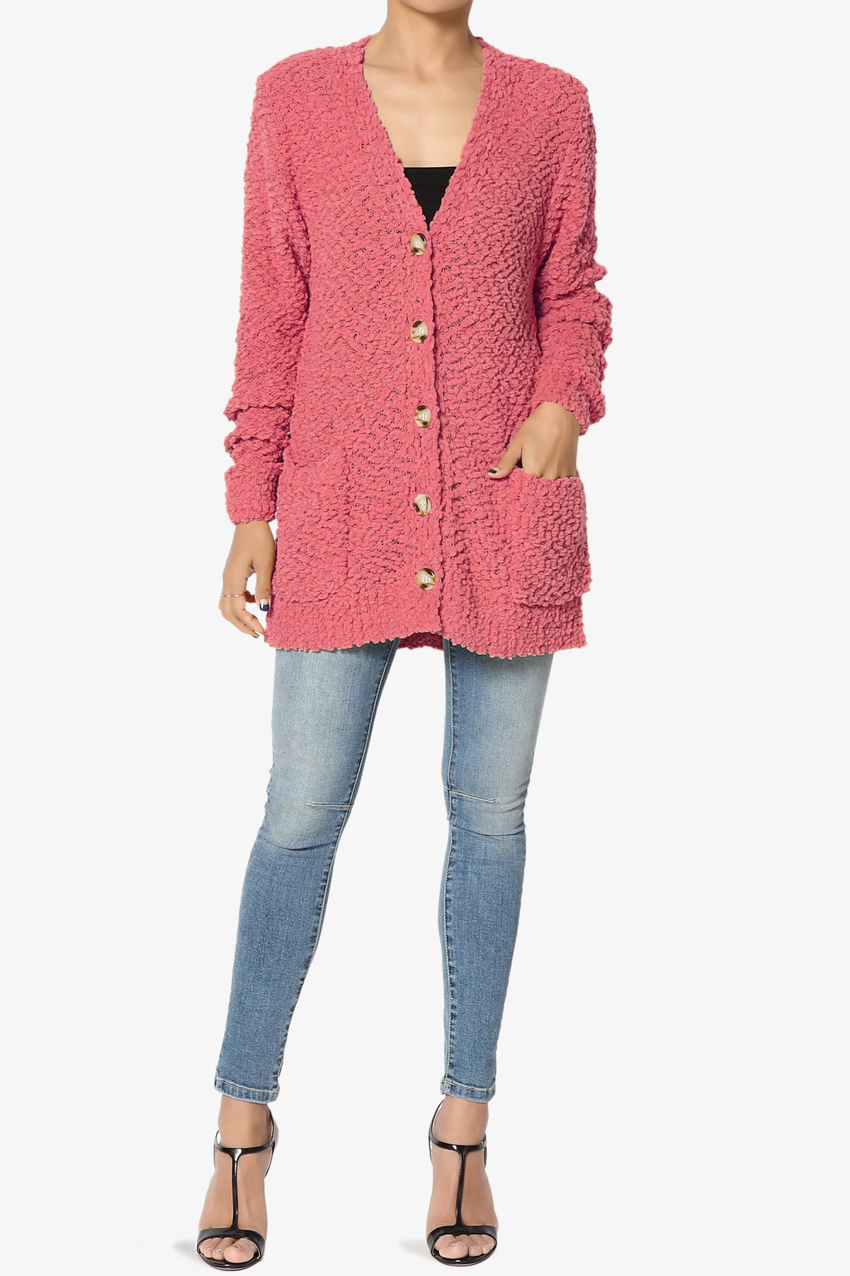 Barry Button Teddy Knit Sweater Cardigan DESERT ROSE_6