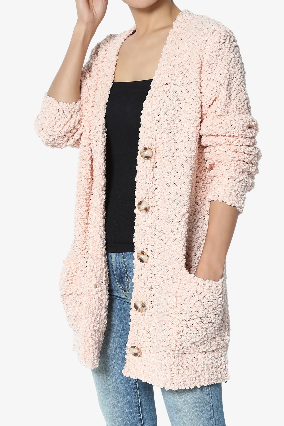 Barry Button Teddy Knit Sweater Cardigan DUSTY BLUSH_3