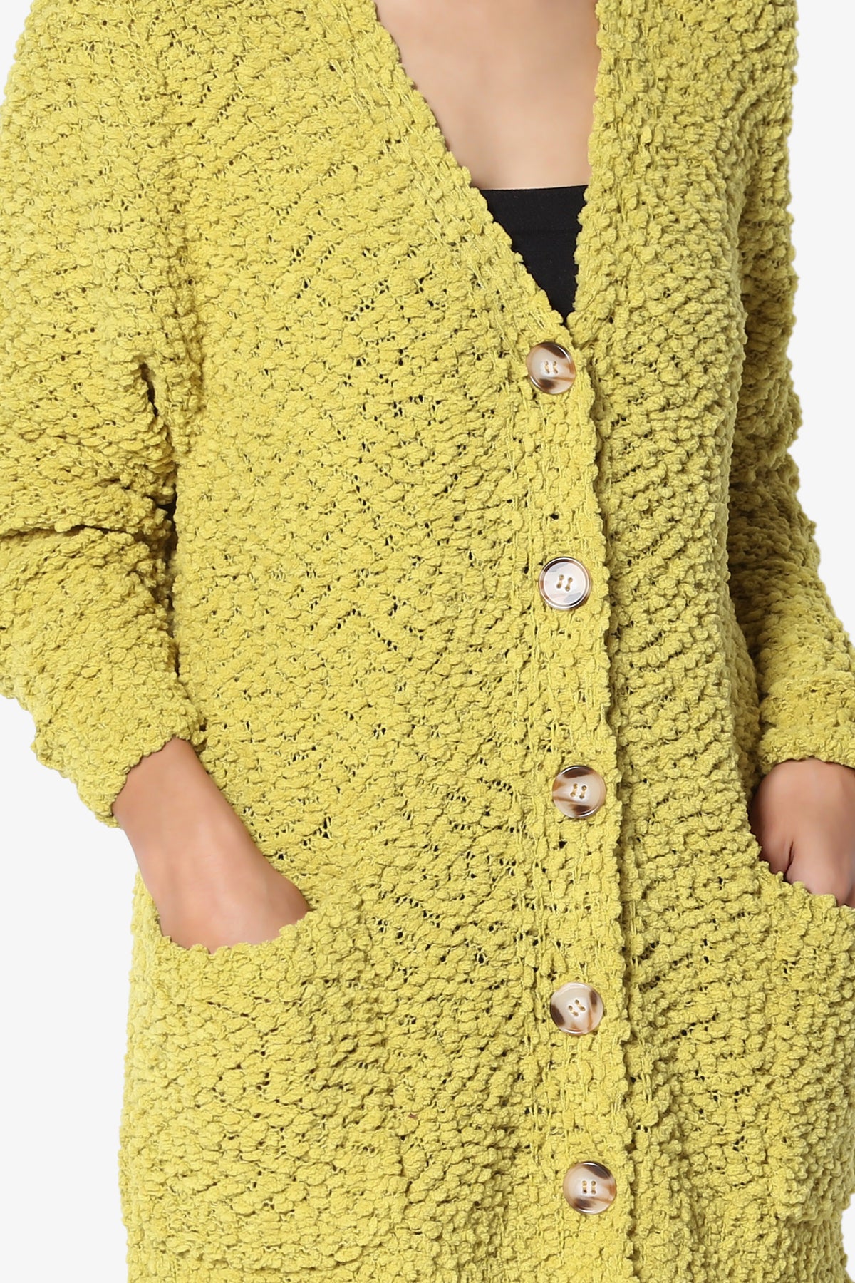 Barry Button Teddy Knit Sweater Cardigan GOLDEN WASABI_5