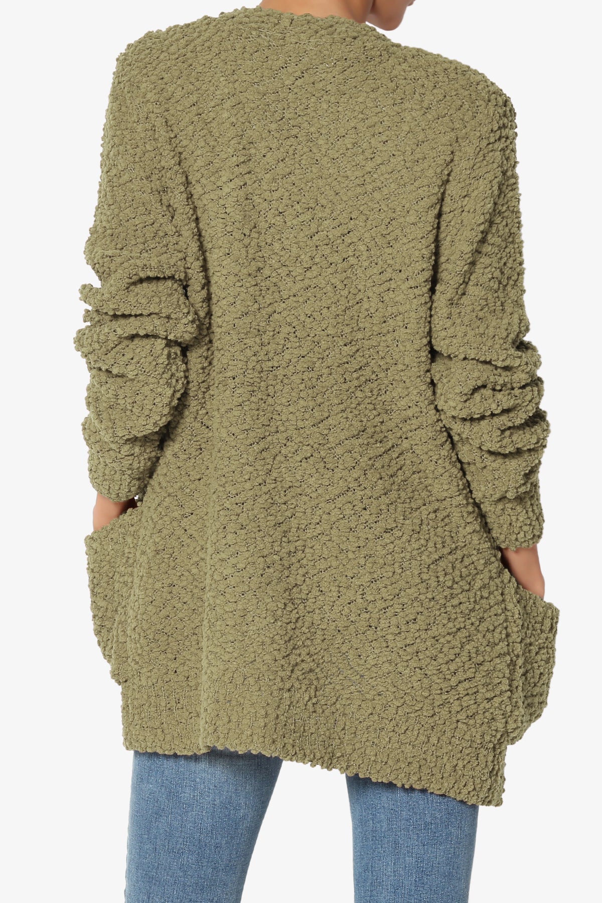 Barry Button Teddy Knit Sweater Cardigan KHAKI GREEN_2