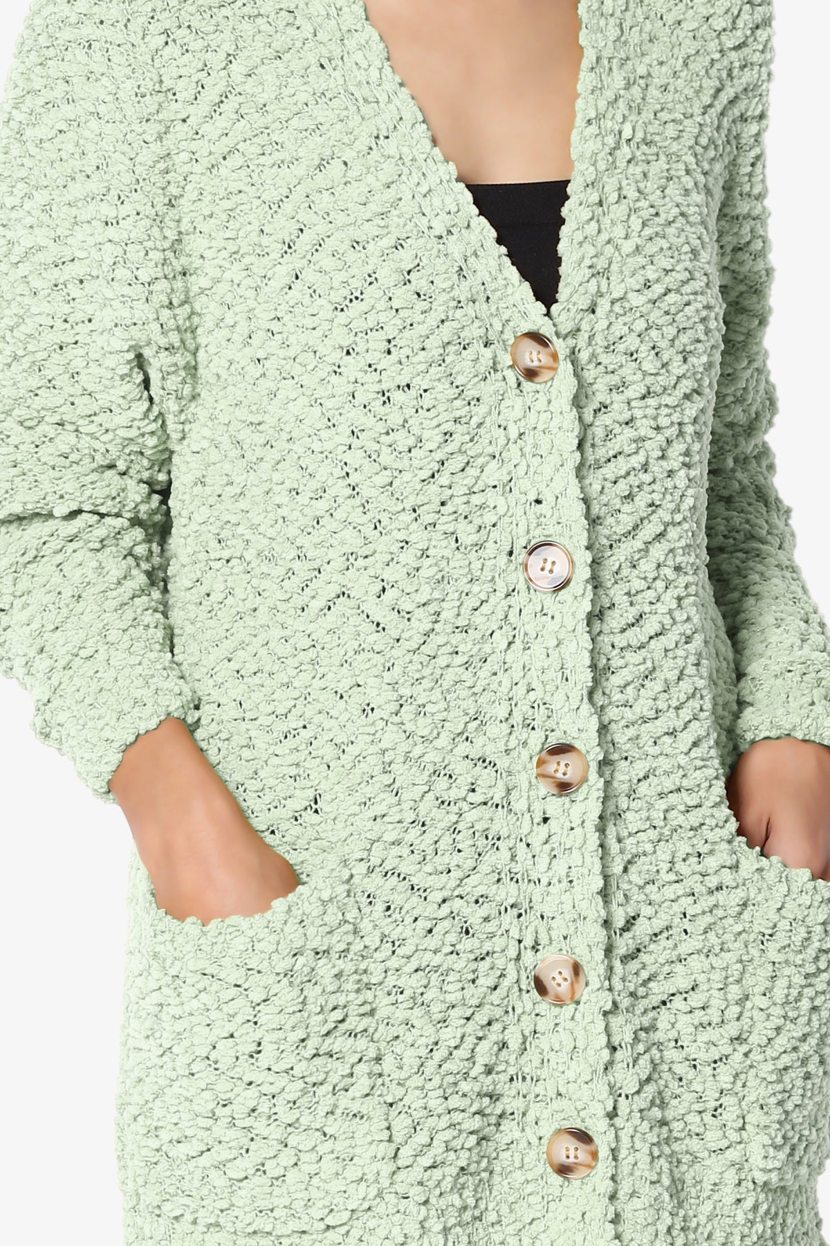 Barry Button Teddy Knit Sweater Cardigan LIGHT SAGE_5