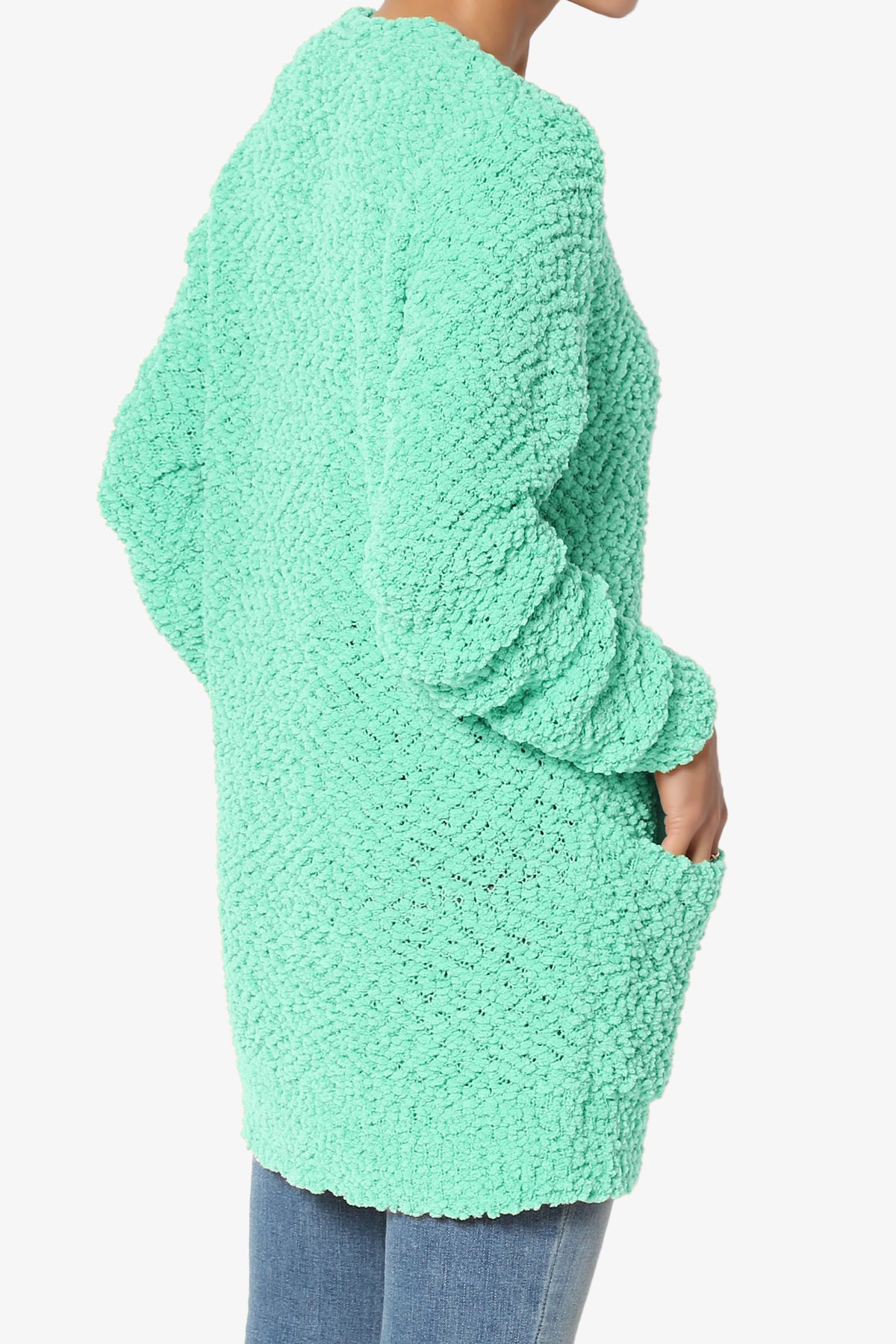 Barry Button Teddy Knit Sweater Cardigan MINT_4