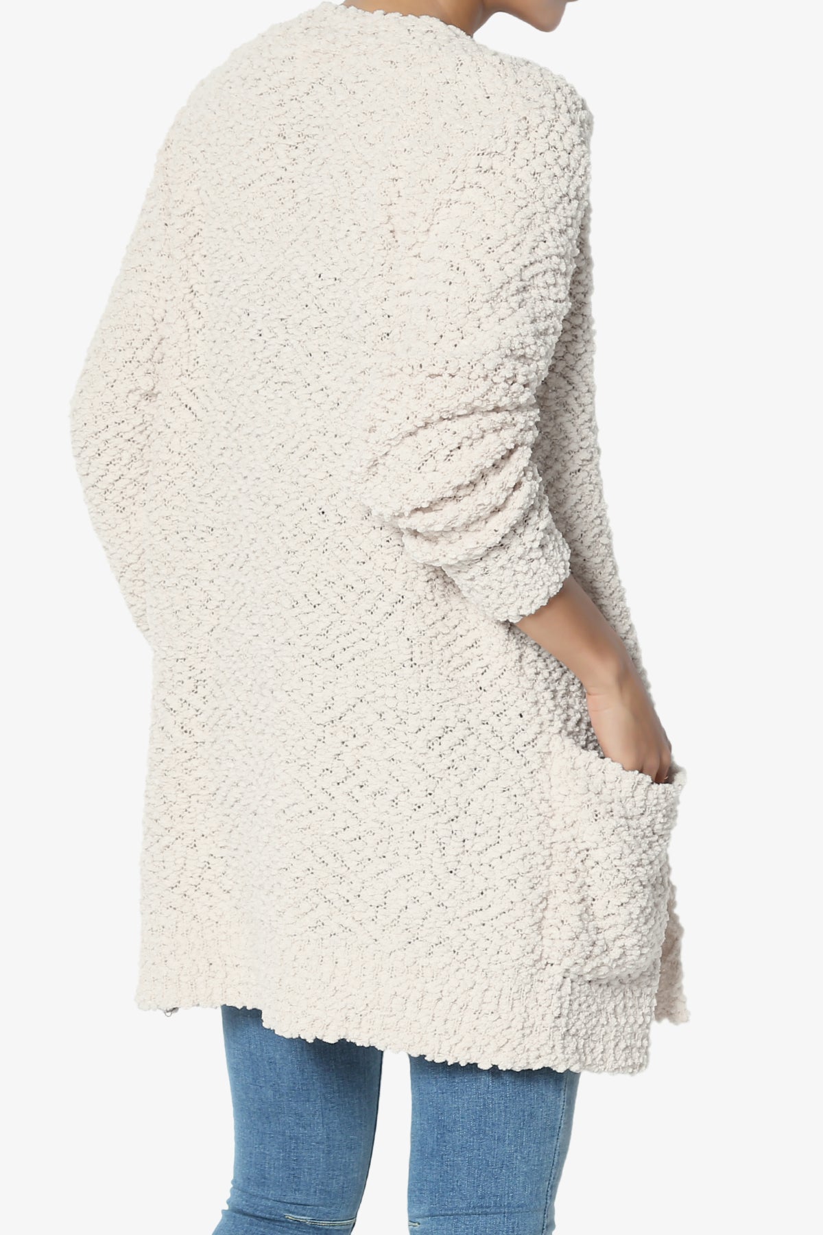 Barry Button Teddy Knit Sweater Cardigan SAND BEIGE_4