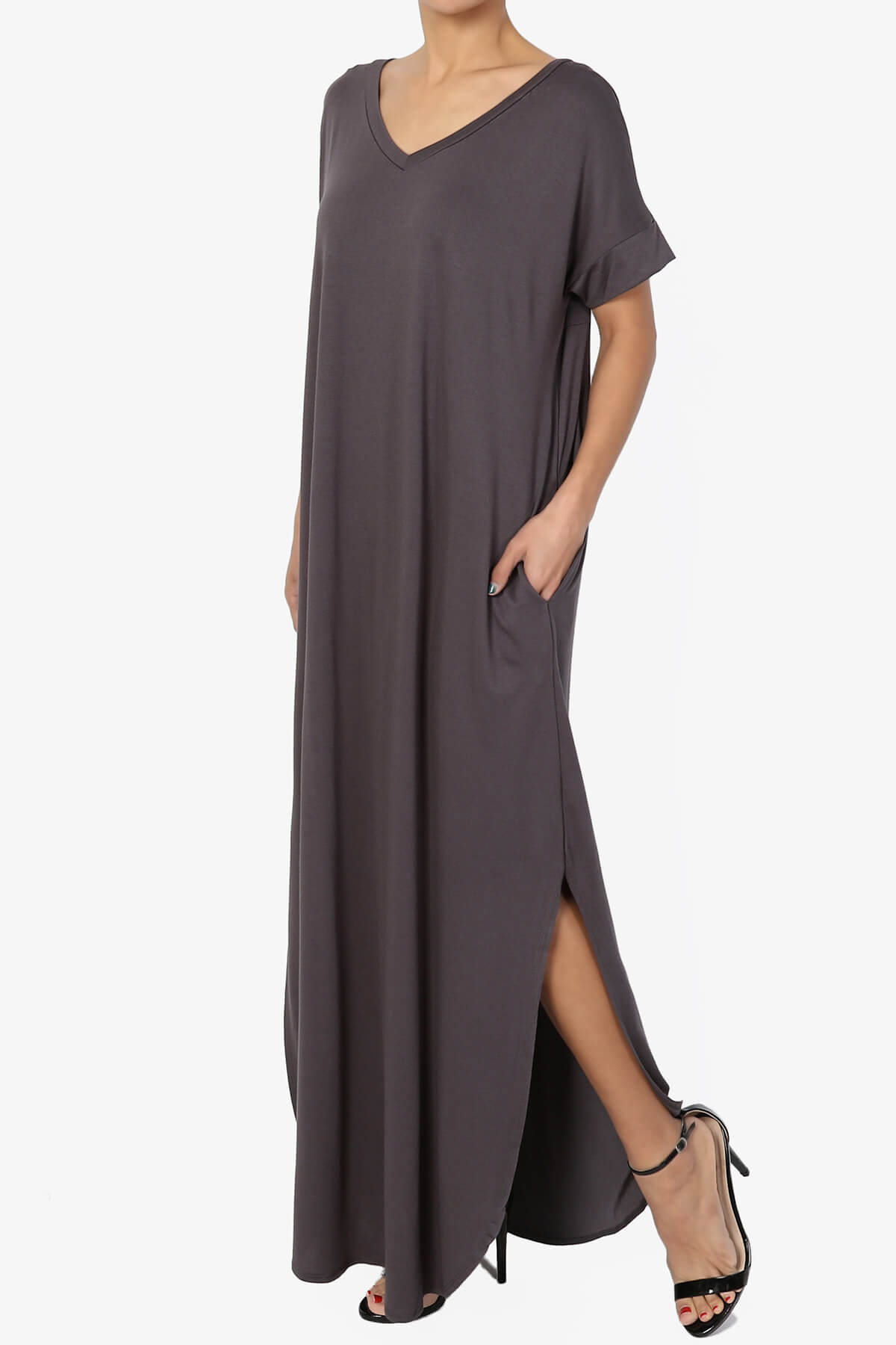 Lunar Pocket T-Shirt Maxi Dress ASH GREY_3