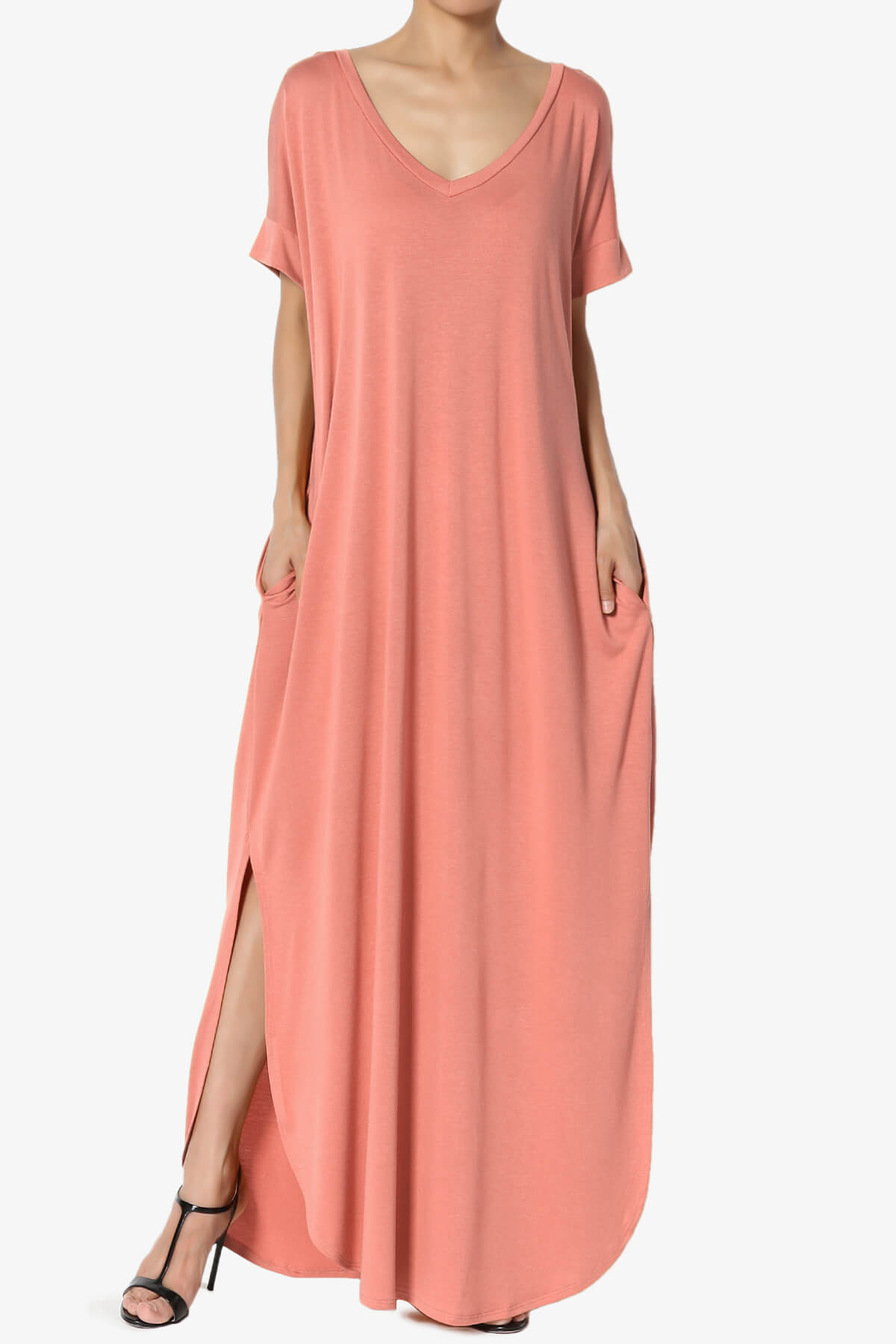 Lunar Pocket T-Shirt Maxi Dress ASH ROSE_1