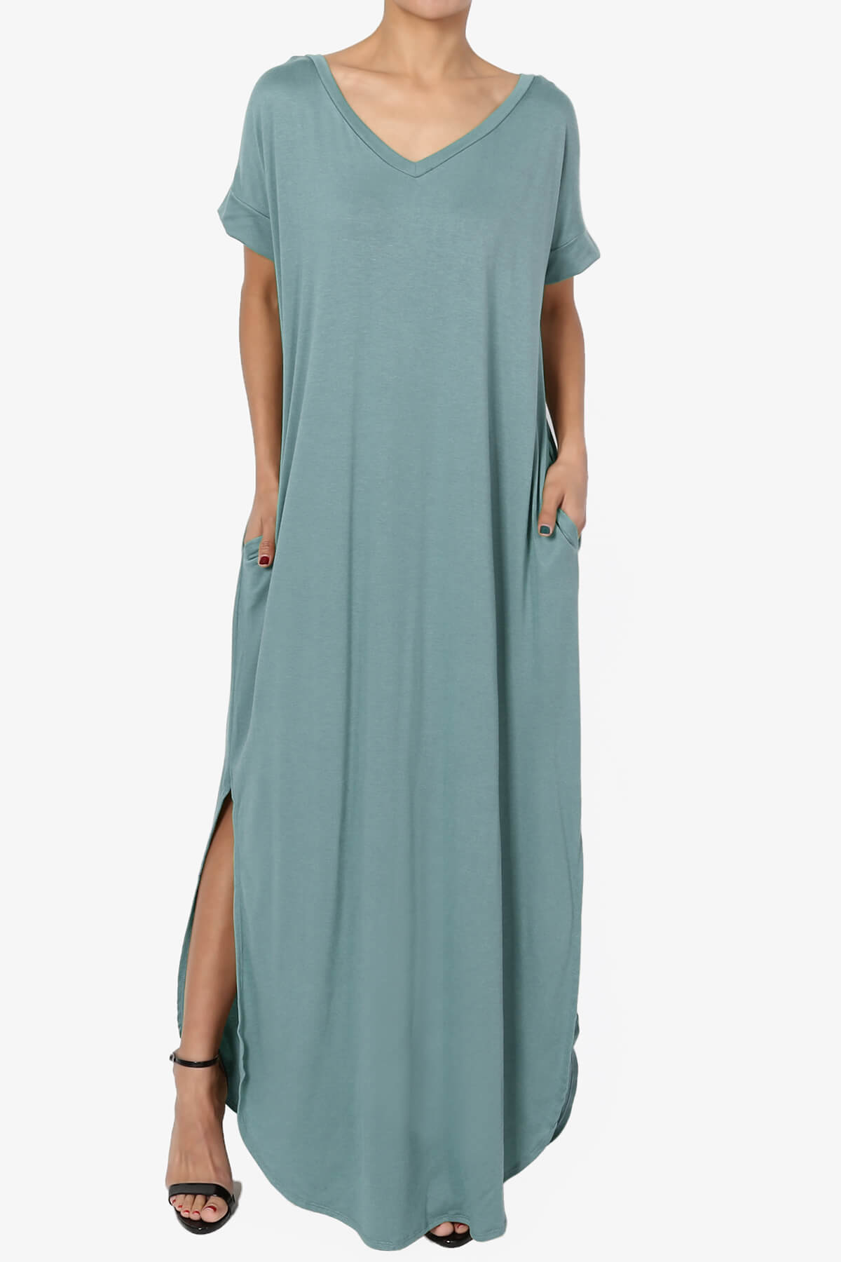 Lunar Pocket T-Shirt Maxi Dress DUSTY BLUE_1