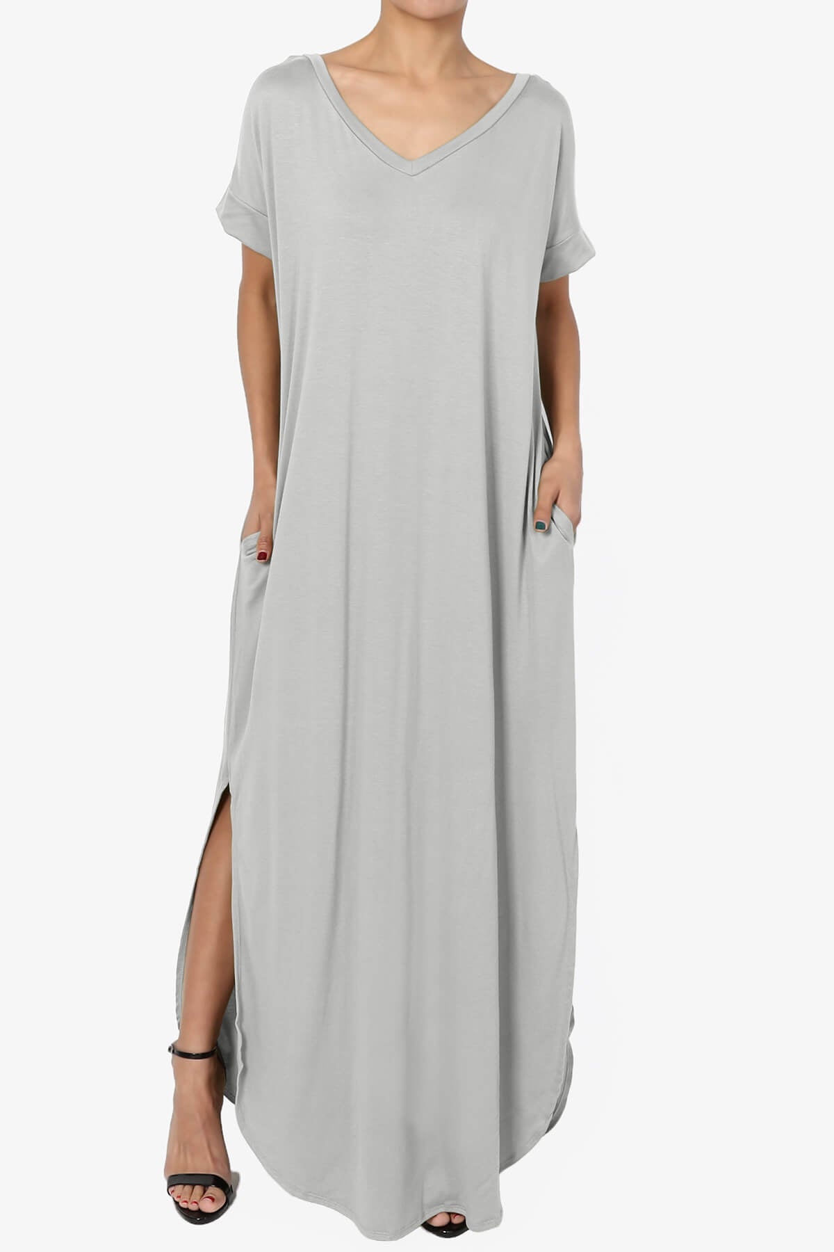 Lunar Pocket T-Shirt Maxi Dress LIGHT GREY_1