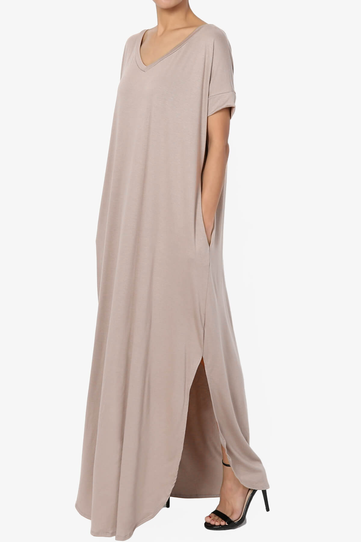 Lunar Pocket T-Shirt Maxi Dress LIGHT MOCHA_3