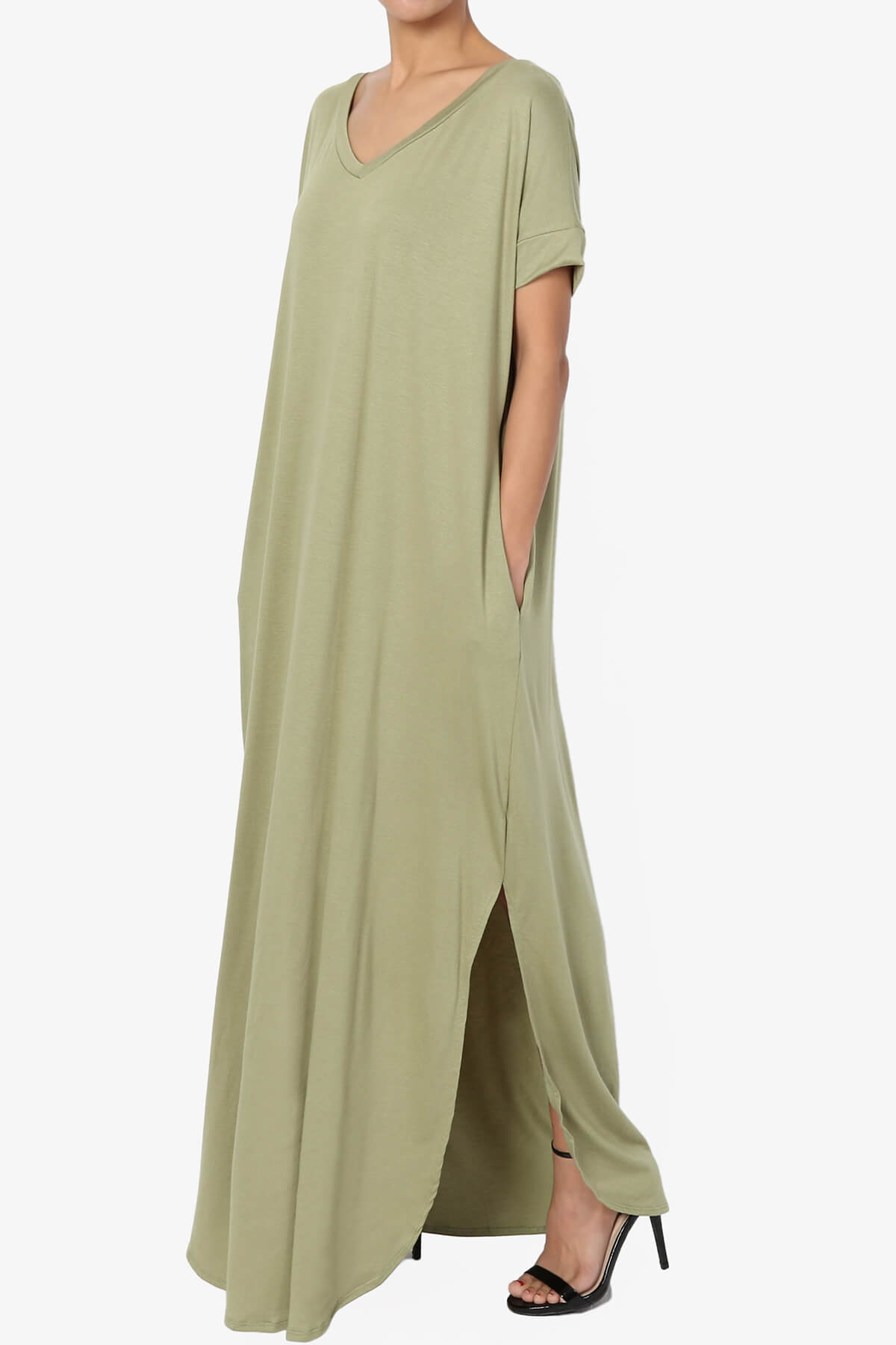Lunar Pocket T-Shirt Maxi Dress SAGE_3