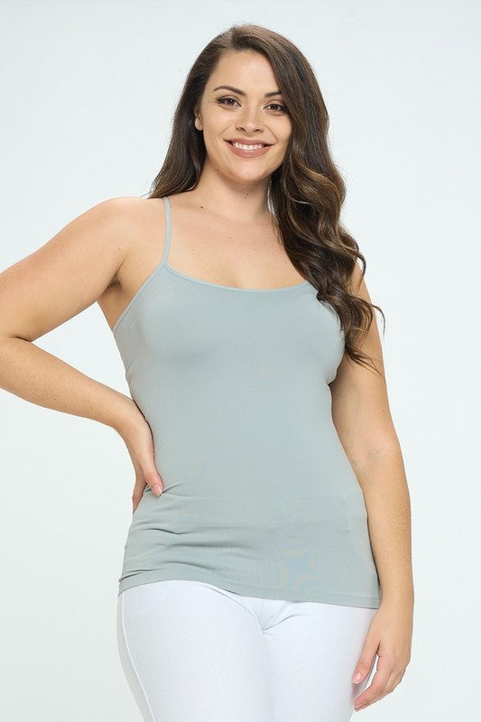 Yelete Seamless Long Spaghetti Strap Long Camisole Top