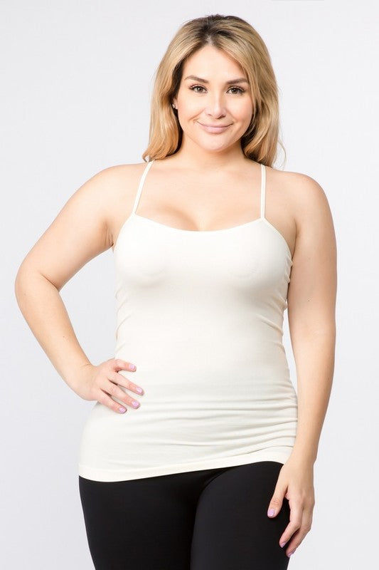 Yelete Seamless Long Spaghetti Strap Long Camisole Top