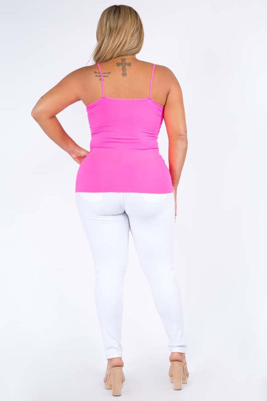 Yelete Seamless Long Spaghetti Strap Long Camisole Top