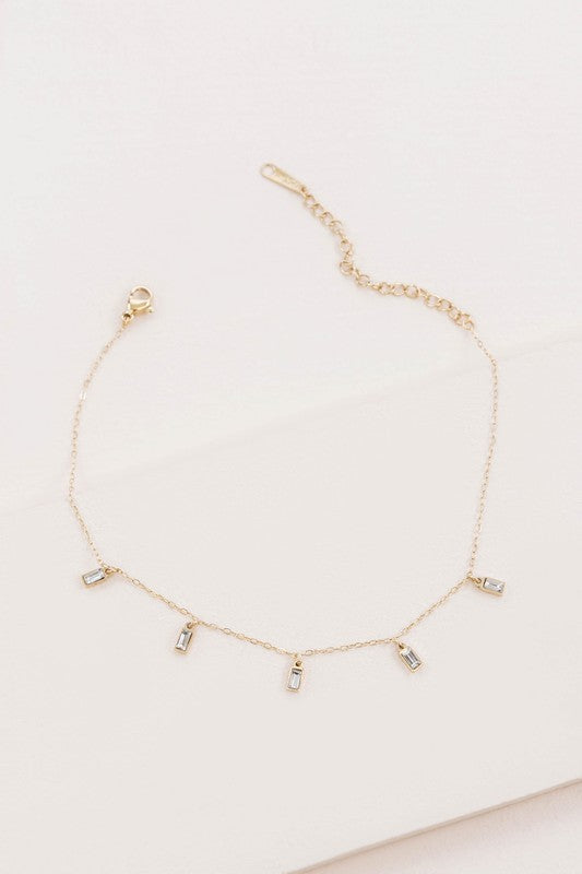 Lovoda Minimal Rectangle Rhinestone Anklet