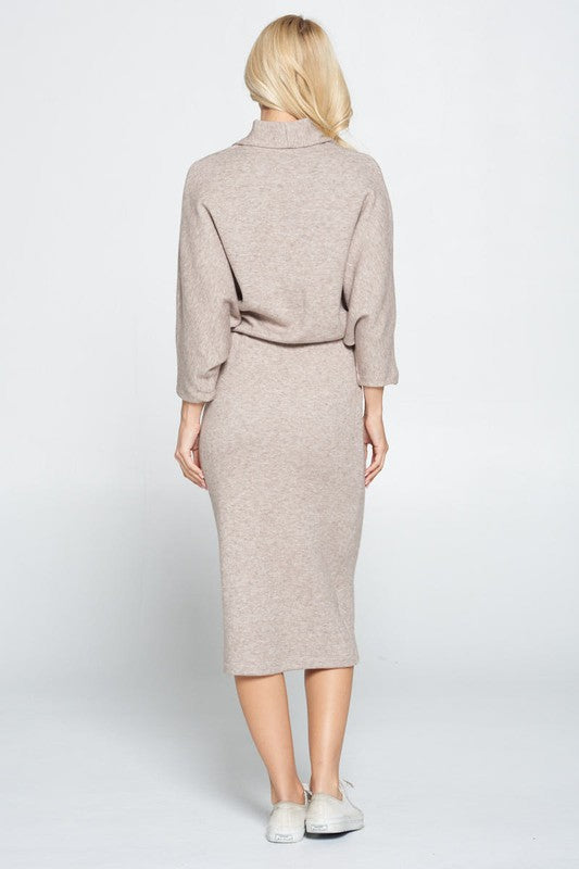 Renee C. Sweater Knit Dolman Sleeve Midi Dress