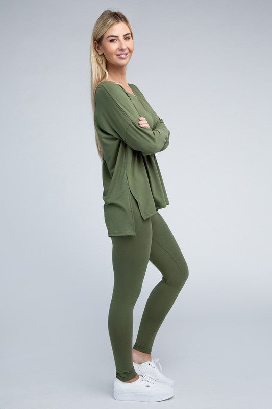ZENANA Brushed DTY Microfiber Loungewear Set