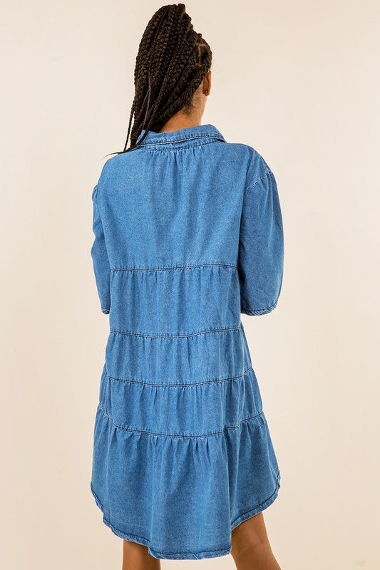 By Claude Collared Button Down DENIM DRESS