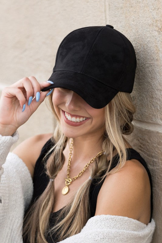 Aili's Corner Suede Boyfriend Ball Cap Hat