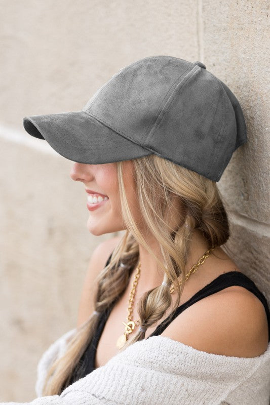 Aili's Corner Suede Boyfriend Ball Cap Hat