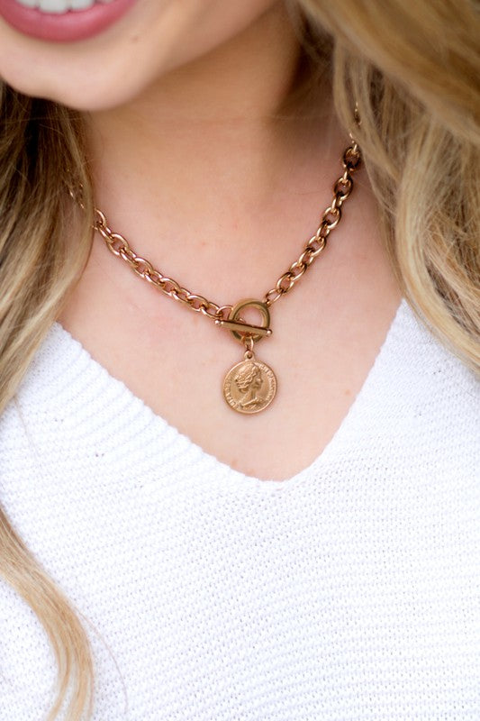 Aili's Corner Coin Accent Chain Necklace
