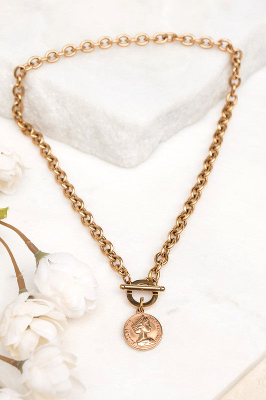 Aili's Corner Coin Accent Chain Necklace